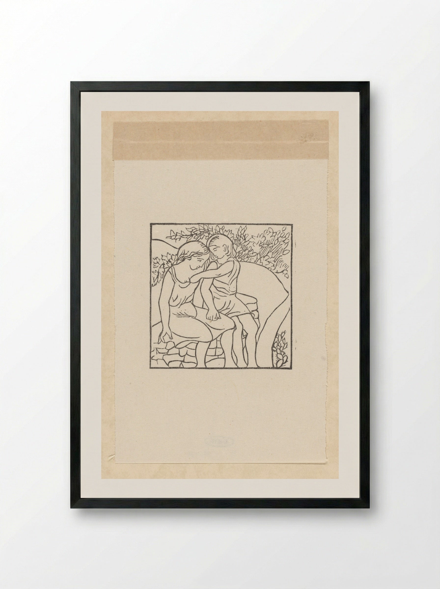 Daphnis stopt de appel tussen de borsten van Chloë - Aristide Maillol - Framed Print Black