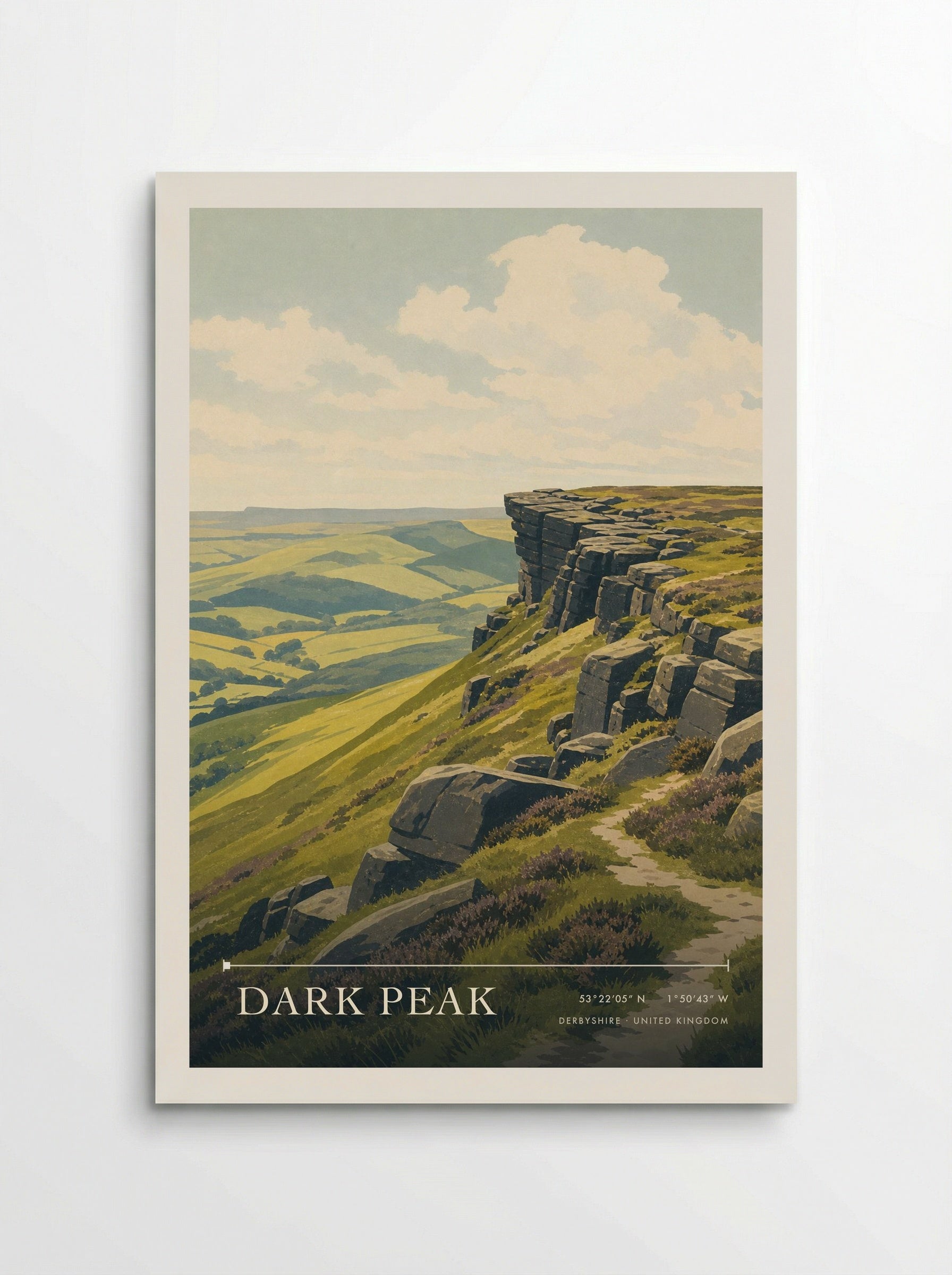 Dark Peak Derbyshire United Kingdom Travel Poster - Poster