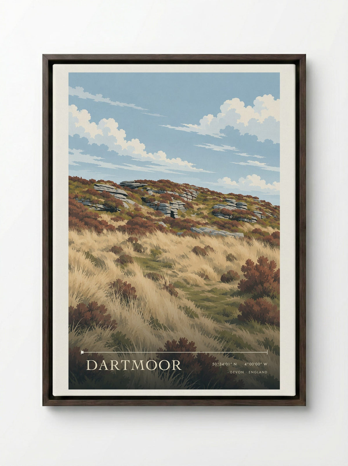 Dartmoor, Devon | Travel Poster - Framed Canvas Dark Wood