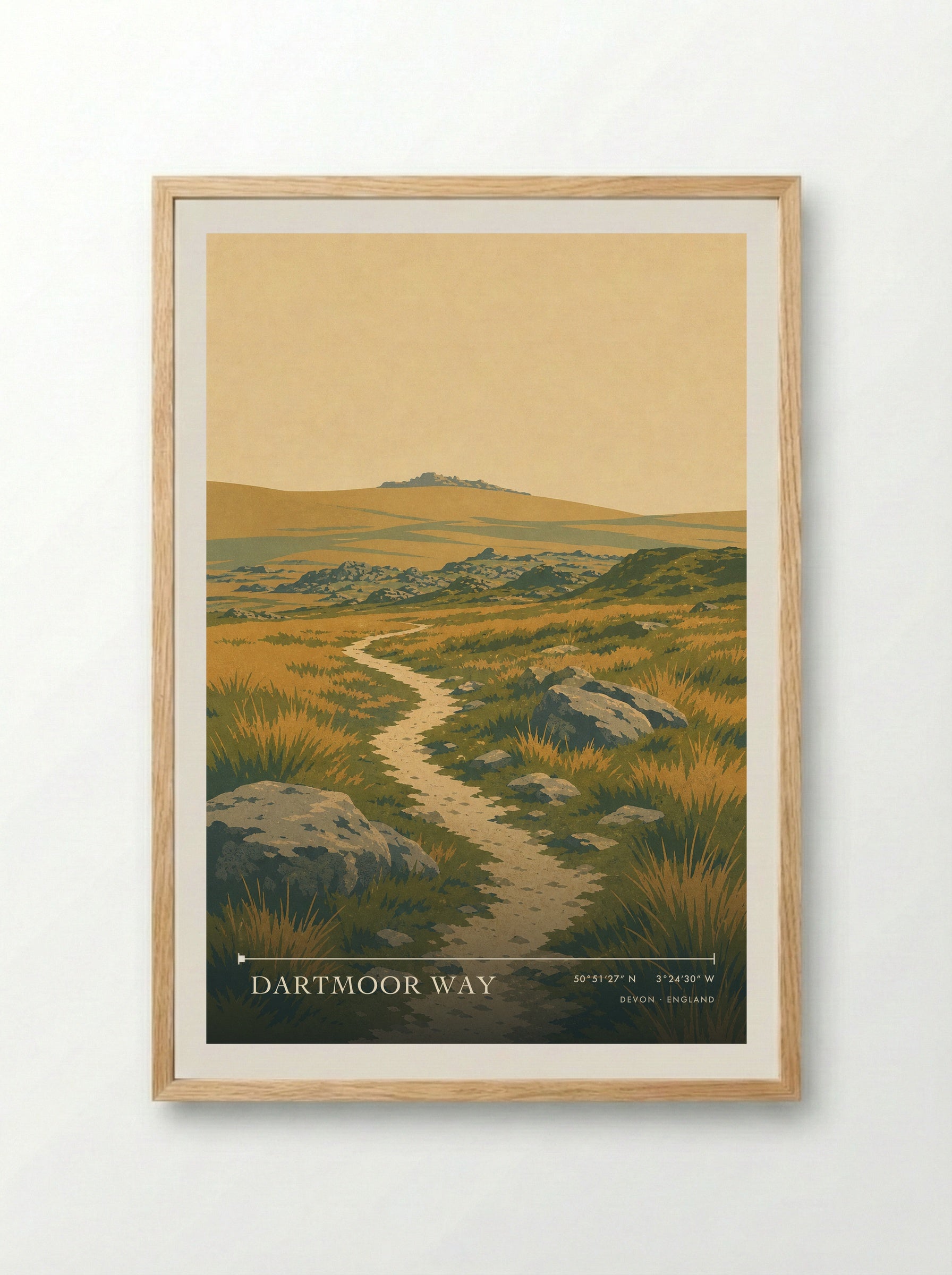 Dartmoor Way Devon England Travel Poster - Framed Print Wood