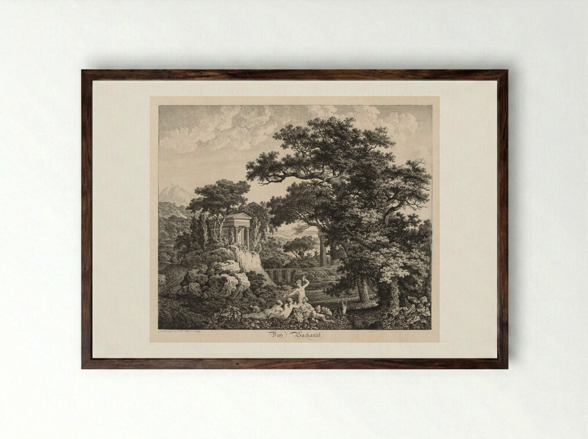 Das Bachanal - Carl Wilhelm I Kolbe - Framed Print Dark Wood