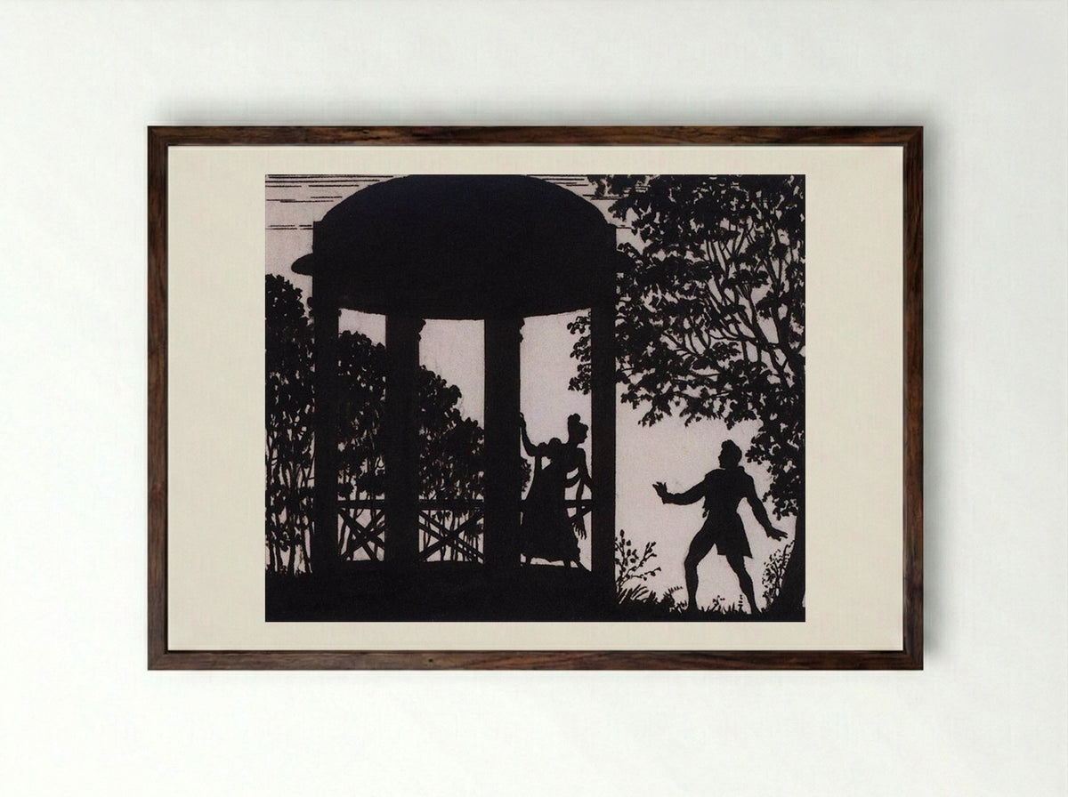 Date of Vladimir and Masha in the garden - Boris Kustodiev - Framed Print Dark Wood