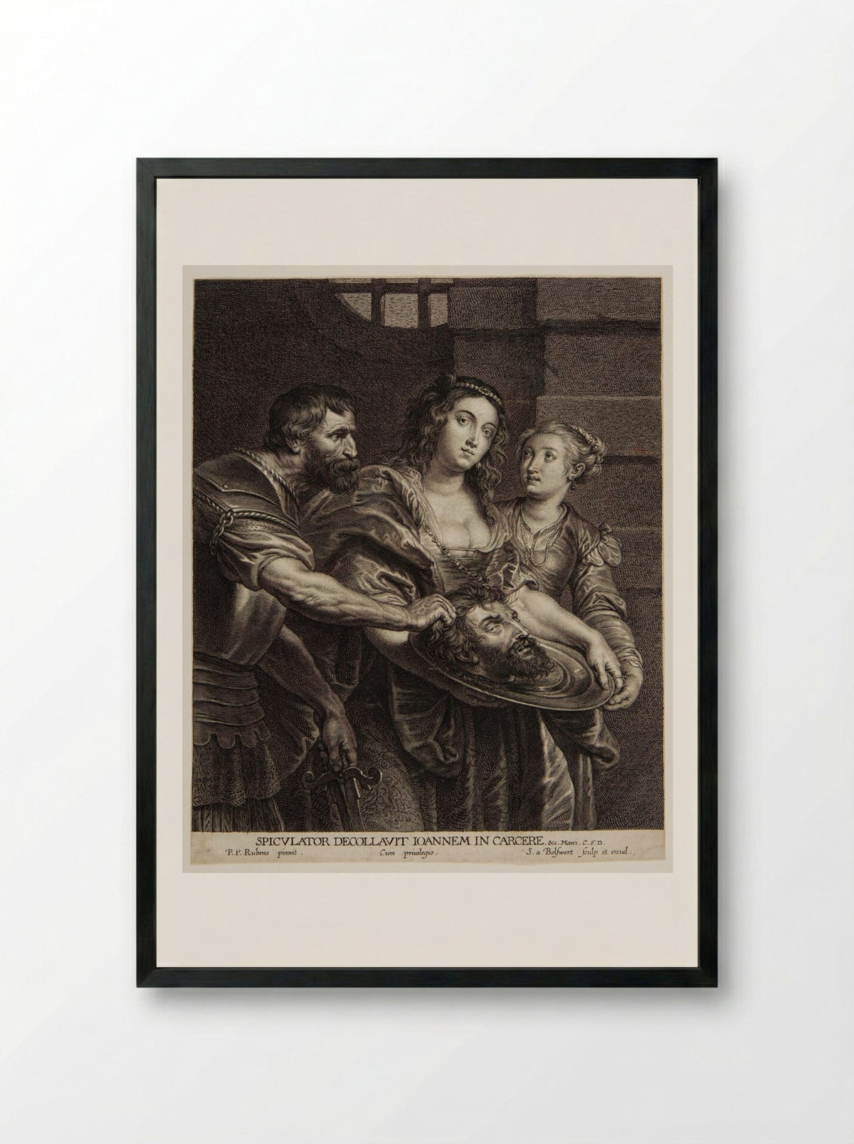 Daughter of Herodias Receiving the Head of Saint John - Schelte Adamsz. Bolswert - Framed Print Black