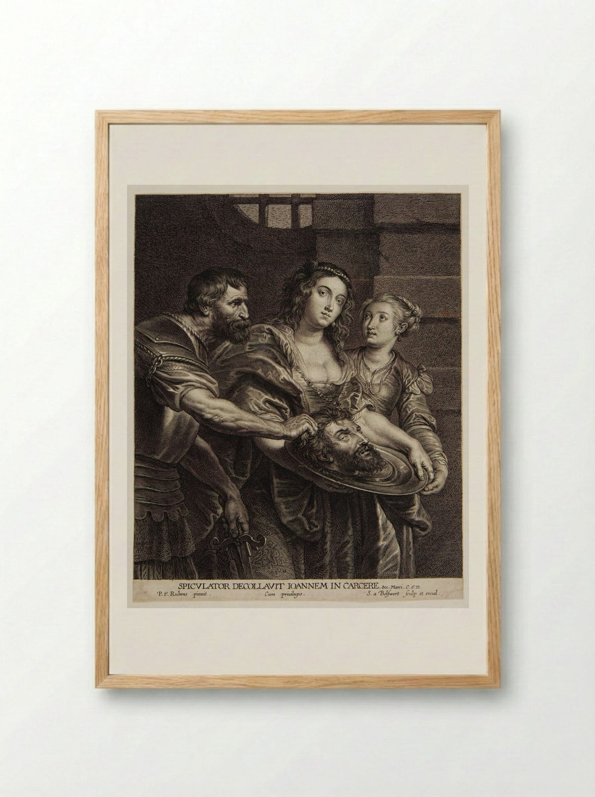 Daughter of Herodias Receiving the Head of Saint John - Schelte Adamsz. Bolswert - Framed Print Wood