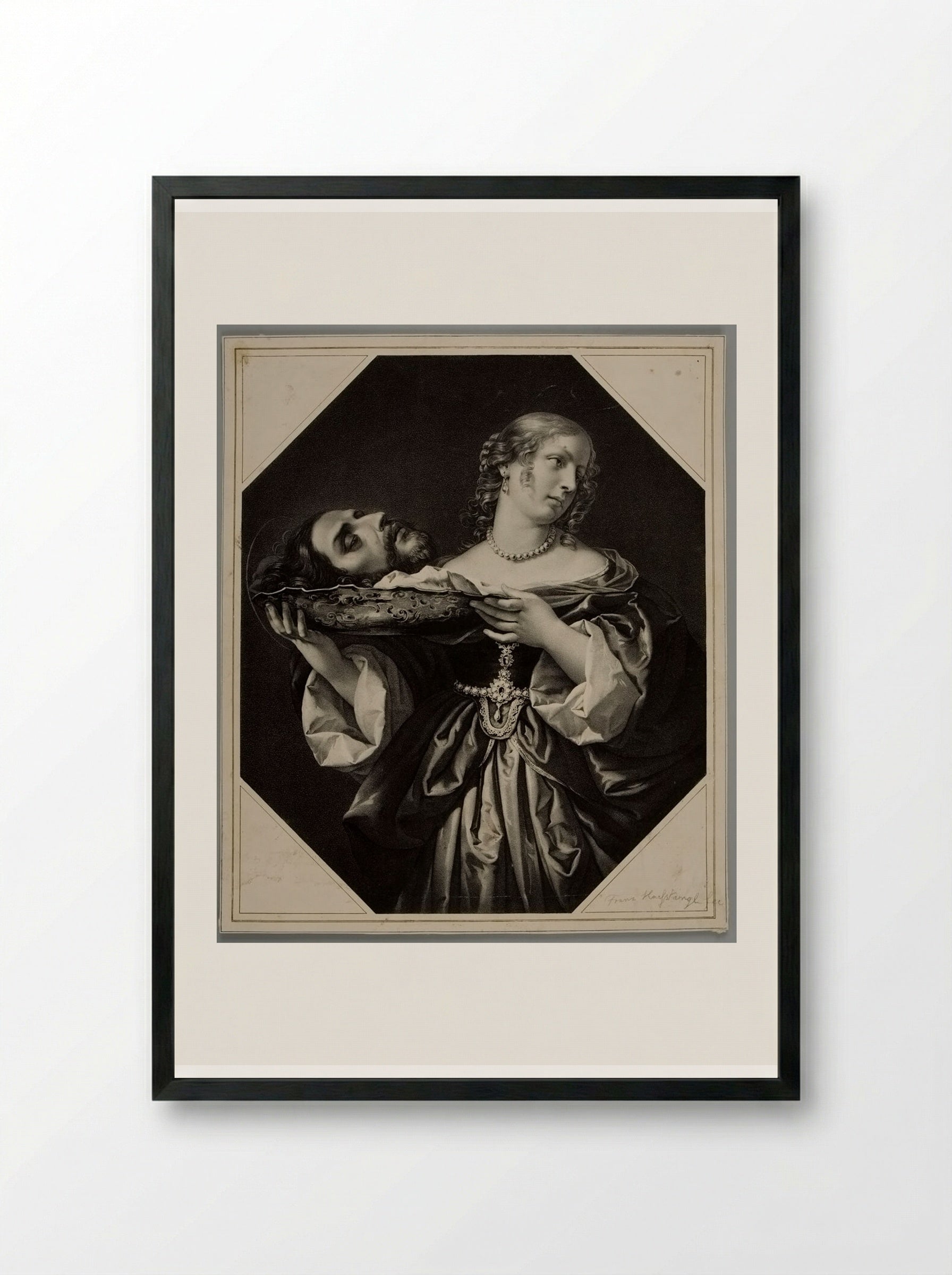 Daughter of Herodias with the Head of S. John - Franz Hanfstaengl - Framed Print Black