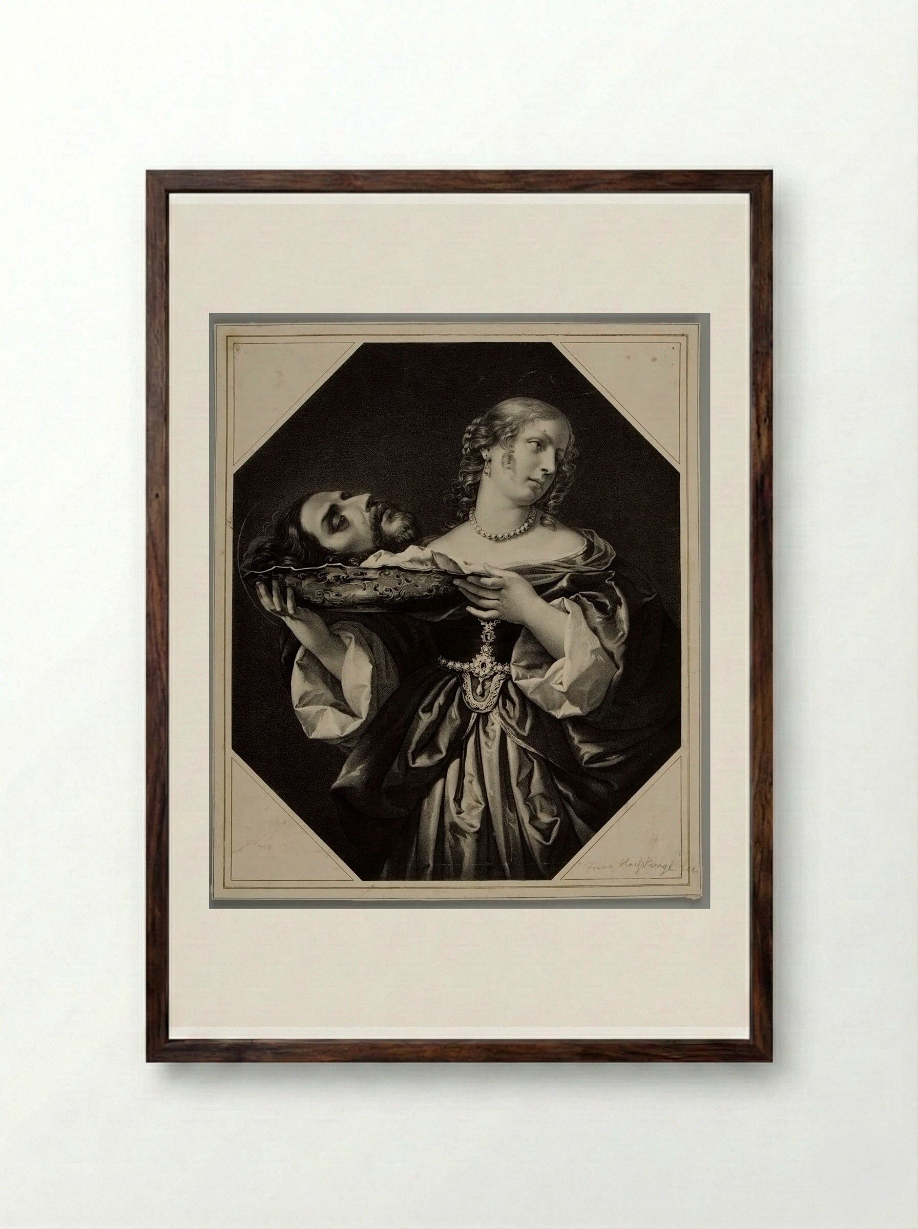 Daughter of Herodias with the Head of S. John - Franz Hanfstaengl - Framed Print Dark Wood