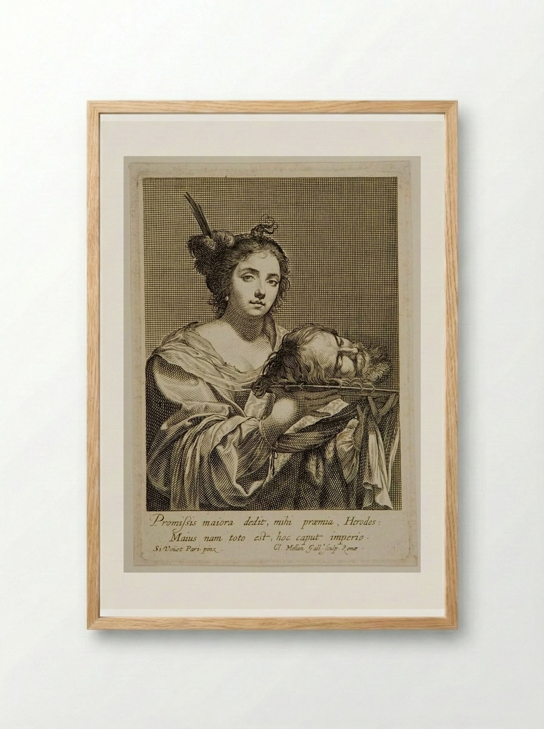 Daughter of Herodias with the Head of Saint John - Claude Mellan - Framed Print Wood