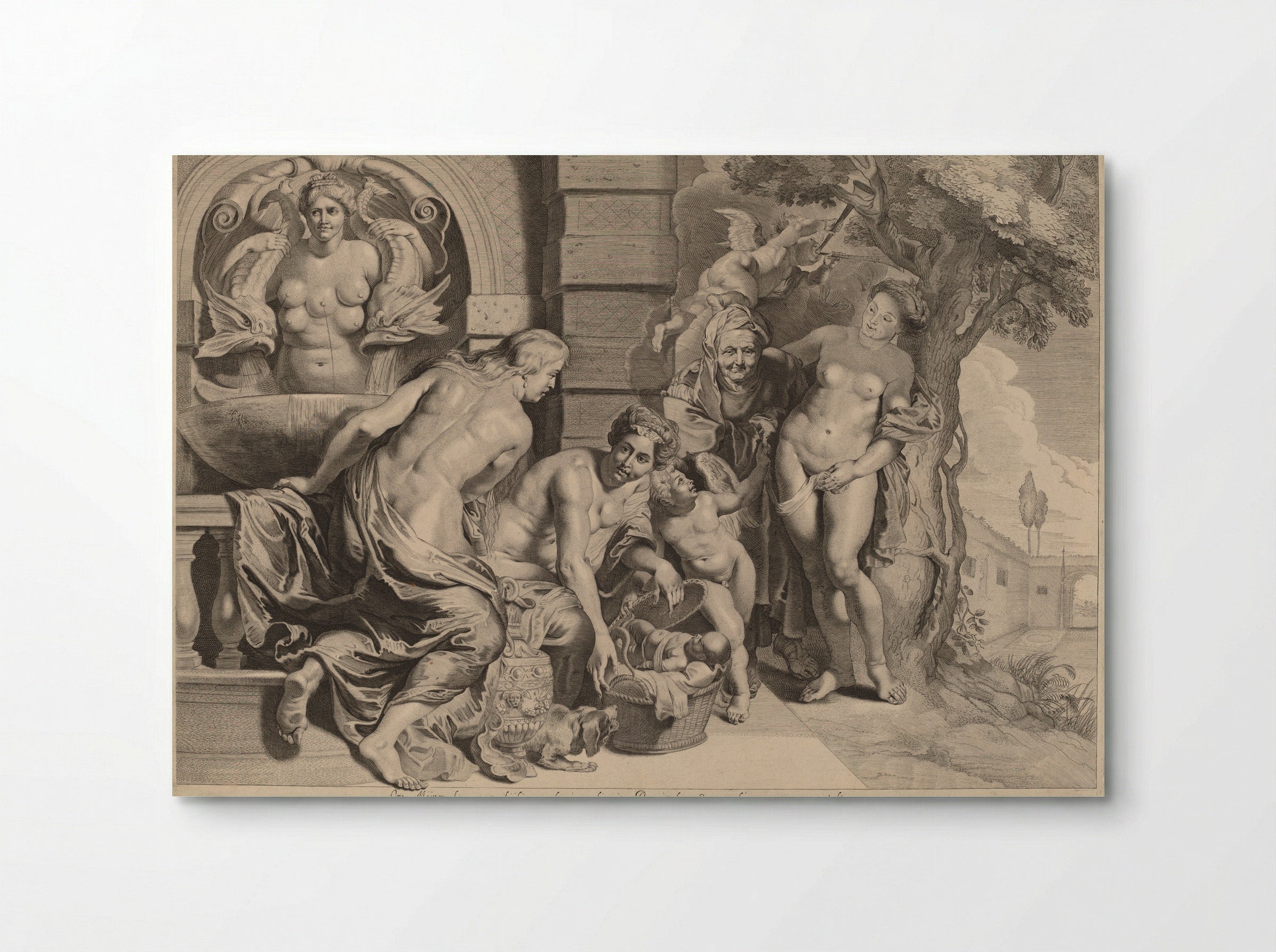 Daughters of Cecrops Disclosing Erichthonius in a Basket - Pieter van Sompel - Poster