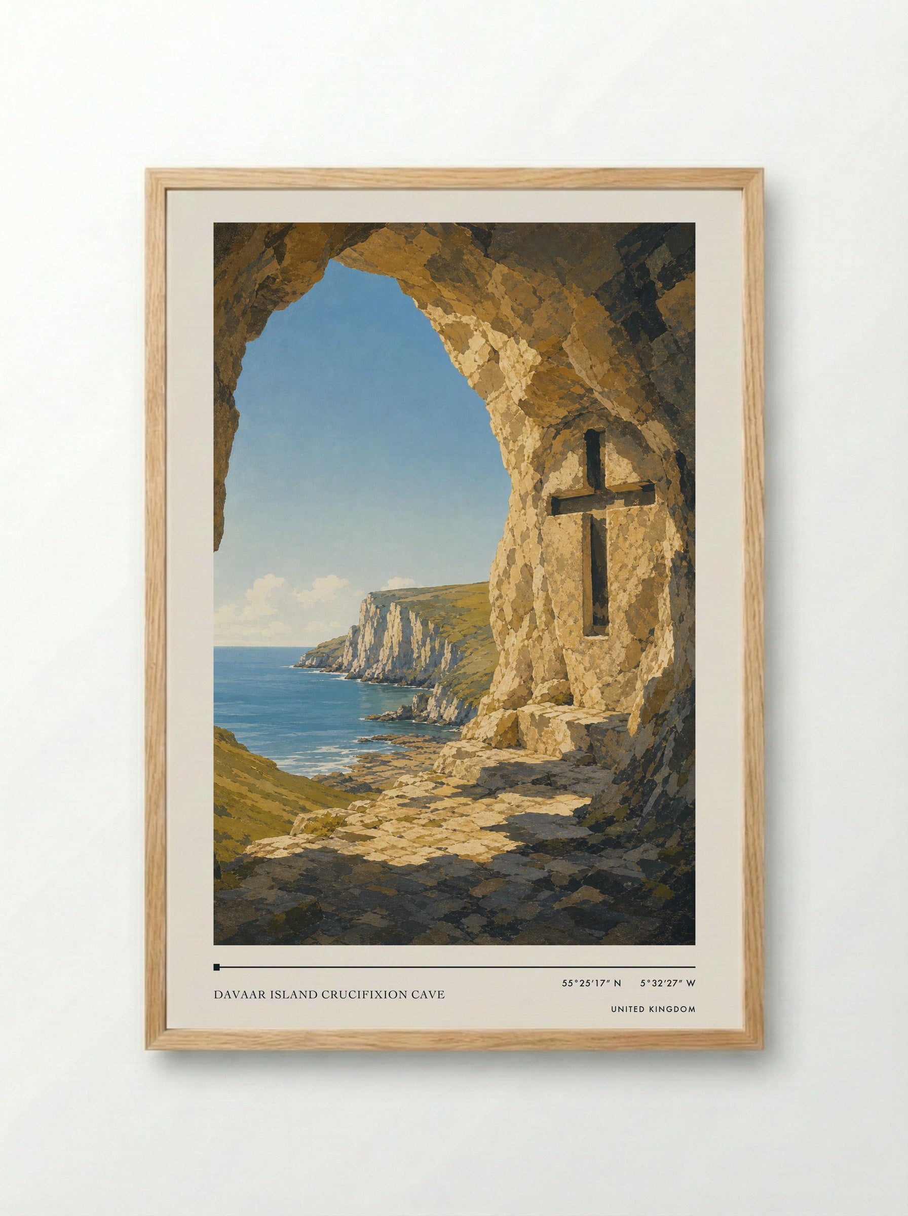 Davaar Island Crucifixion Cave United Kingdom Travel Poster - Framed Print Wood