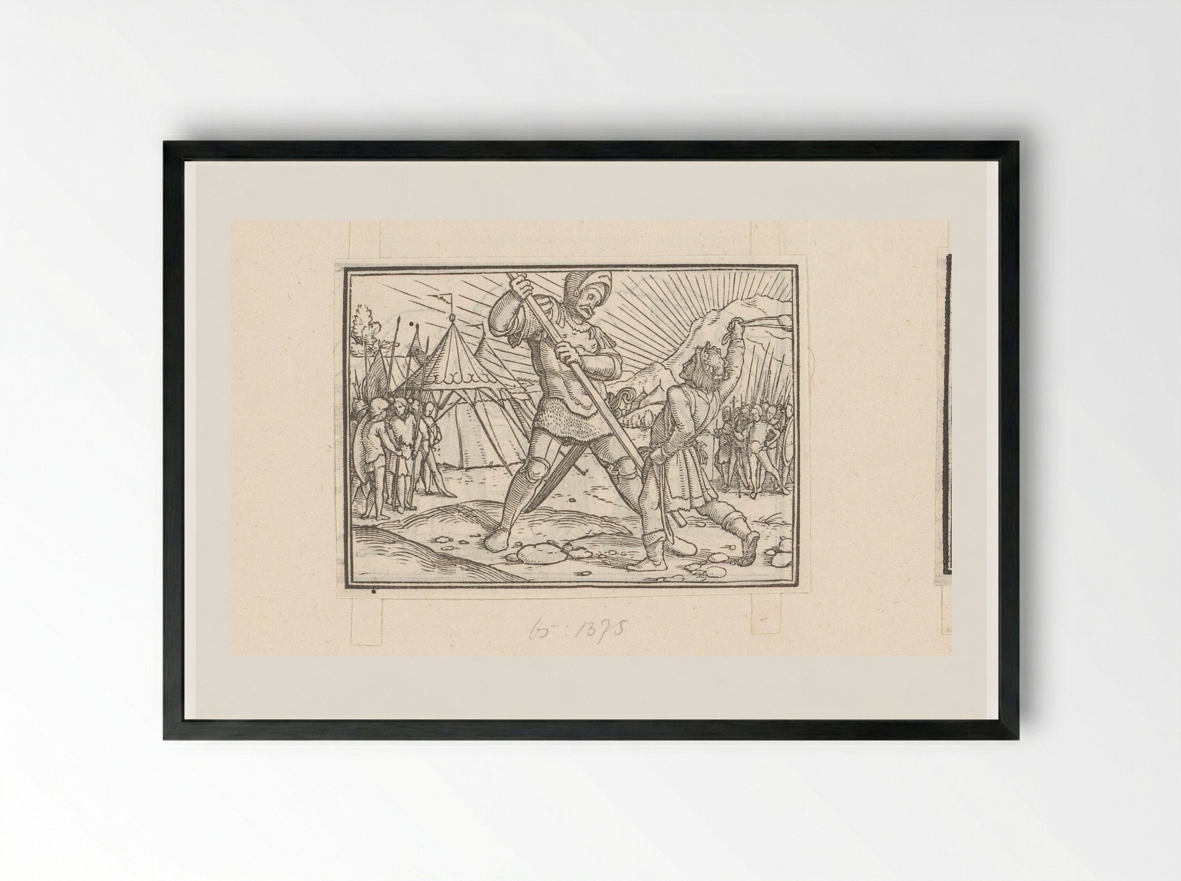 David Defeating Goliath - Veit Rudolf Specklin - Framed Print Black