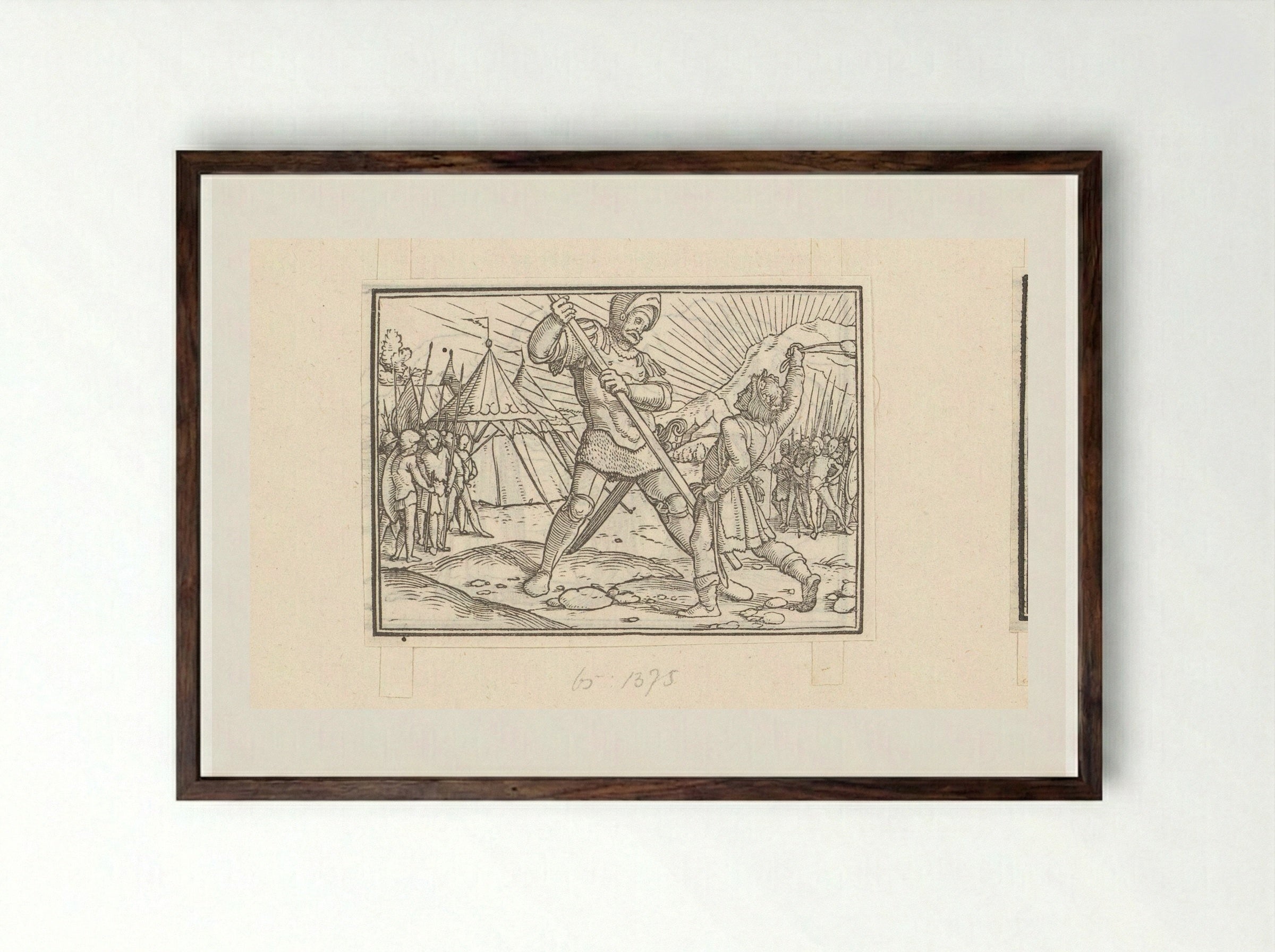 David Defeating Goliath - Veit Rudolf Specklin - Framed Print Dark Wood