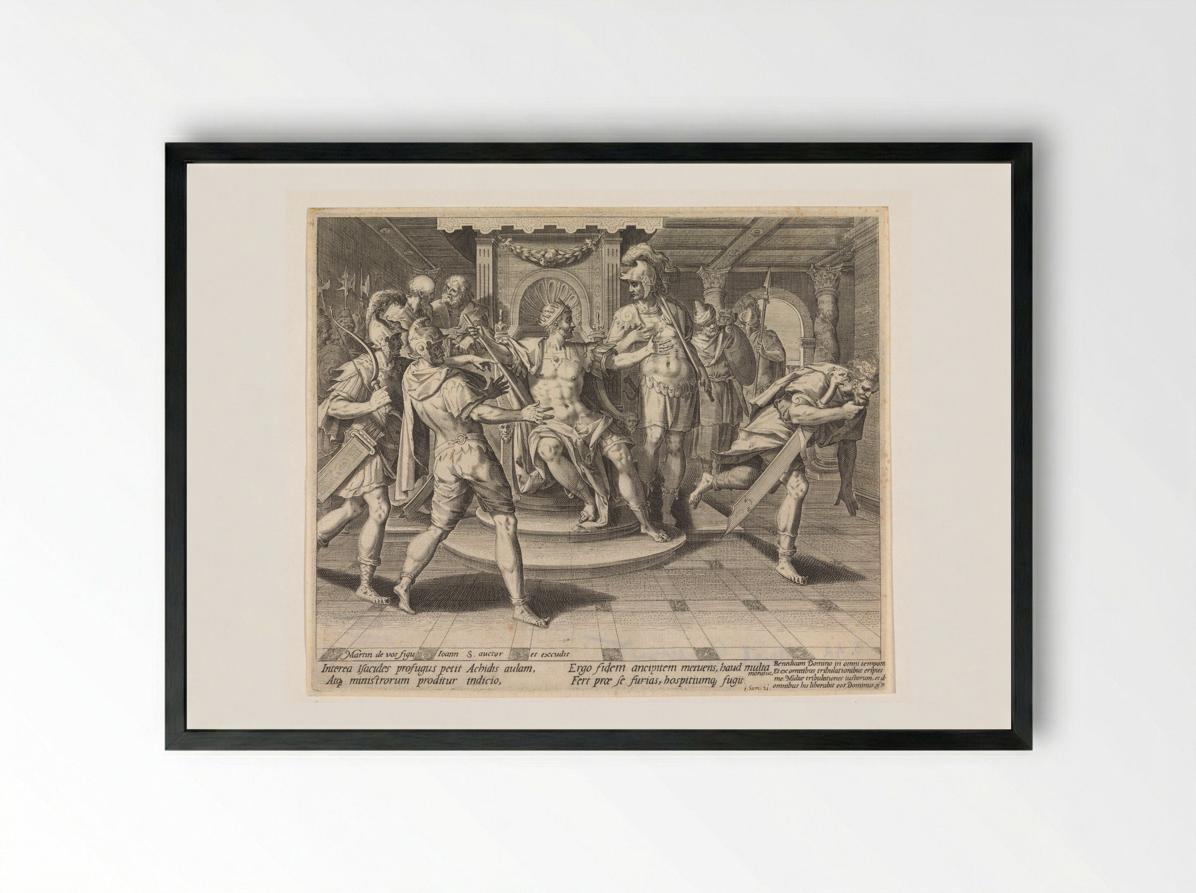 David Feigning Madness Before King Achish - Aegidius Sadeler (II) - Framed Print Black