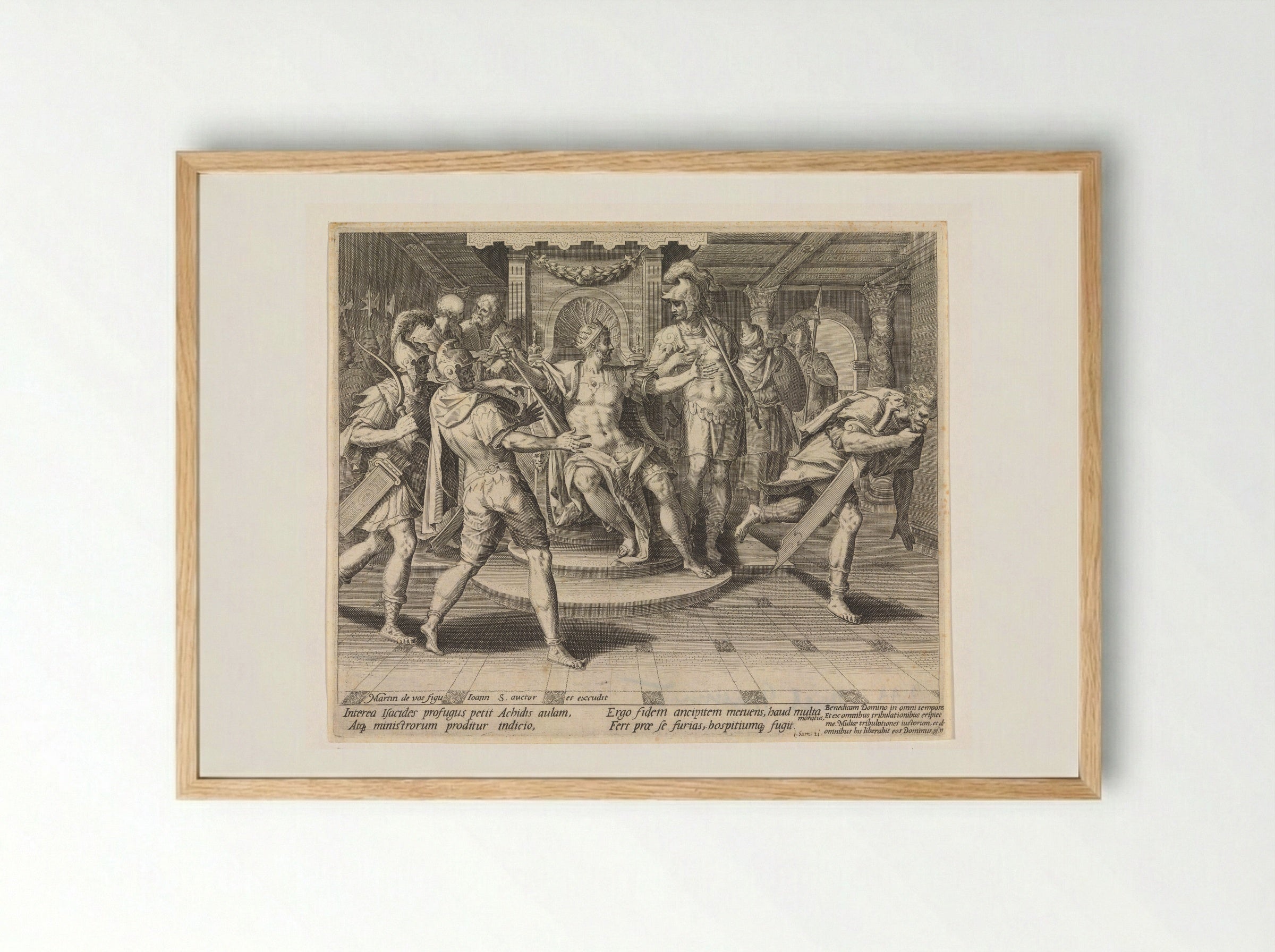 David Feigning Madness Before King Achish - Aegidius Sadeler (II) - Framed Print Wood