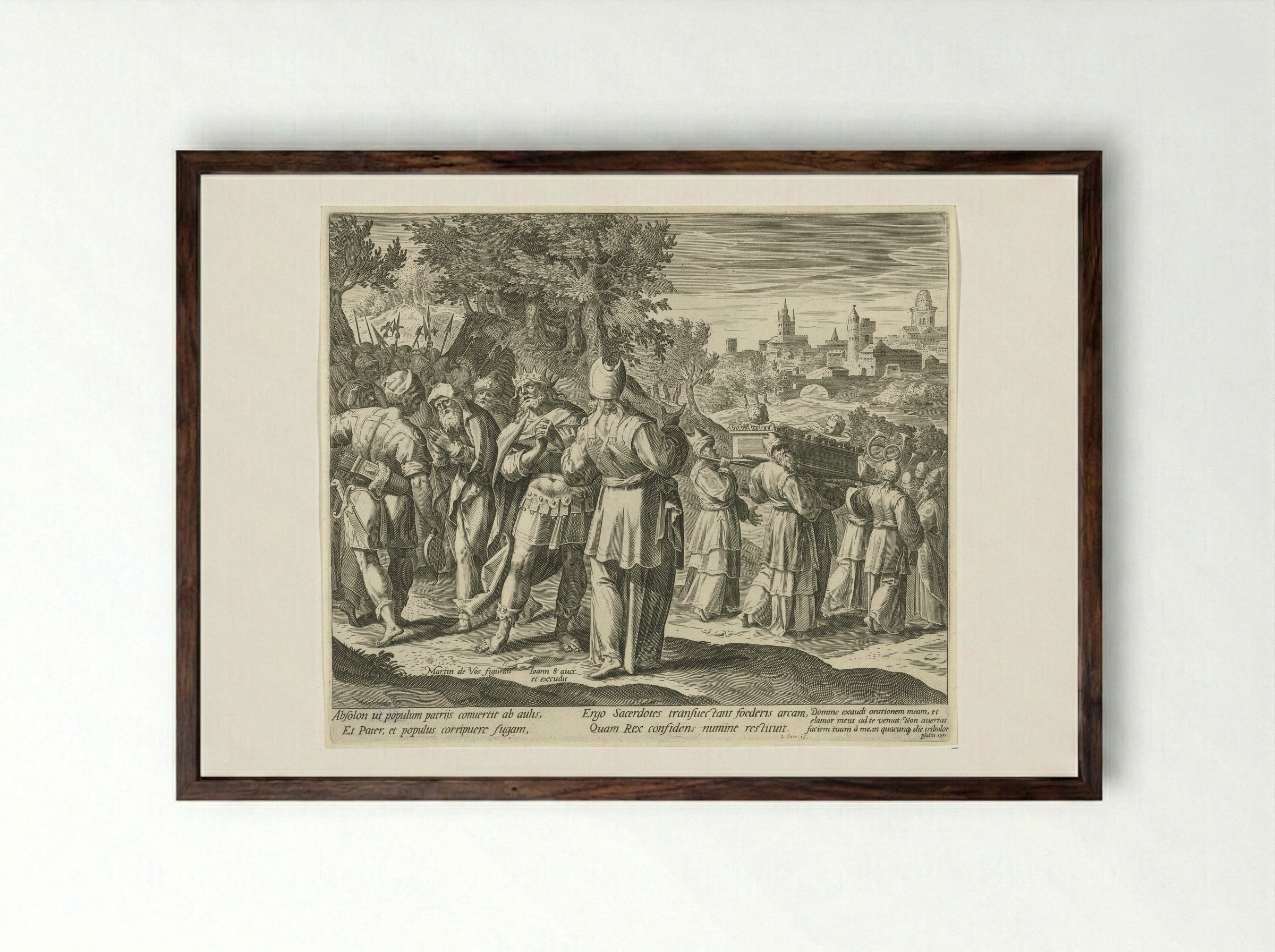 David Fleeing from Absalom - Aegidius Sadeler (II) - Framed Print Dark Wood