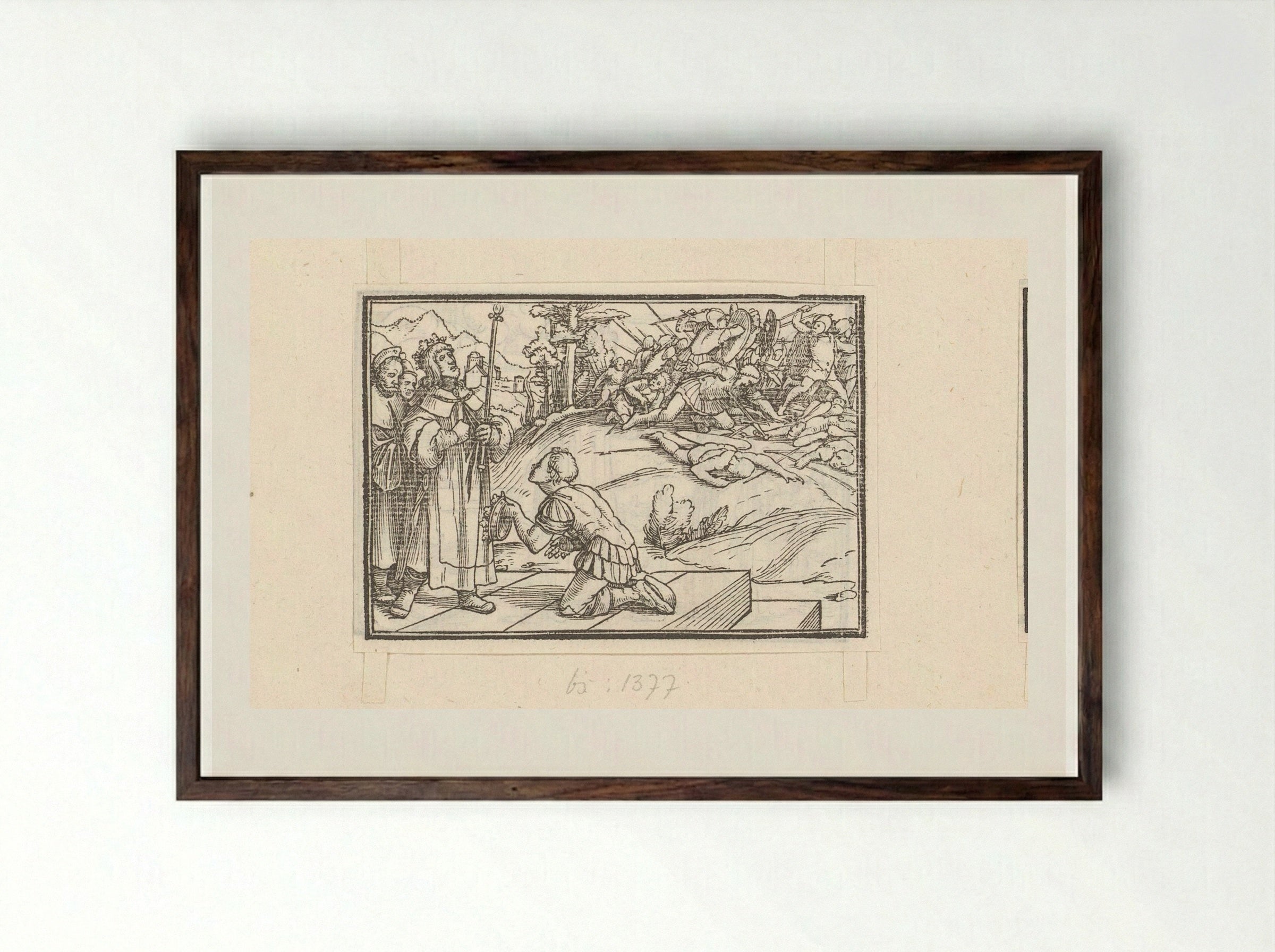 David Hears of the Death of Saul - Veit Rudolf Specklin - Framed Print Dark Wood