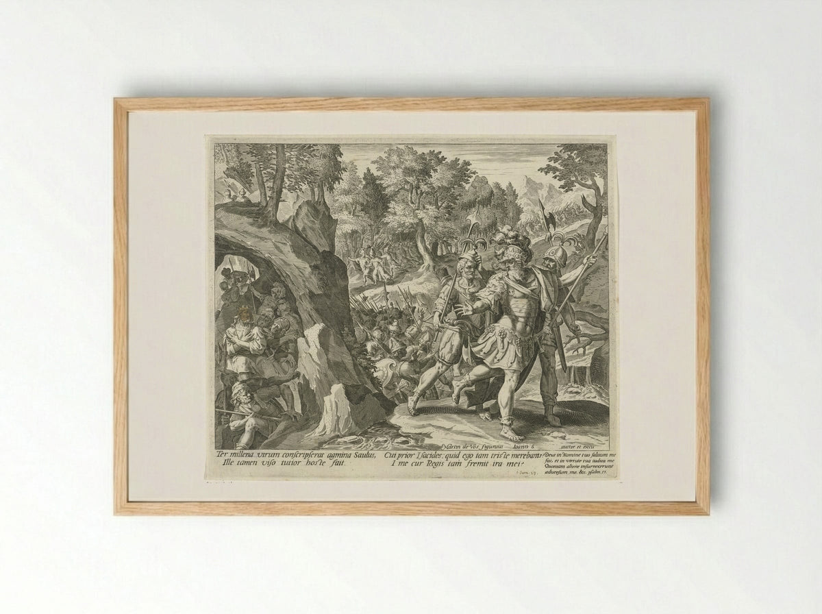 David Hiding from the Army of Saul - Aegidius Sadeler (II) - Framed Print Wood