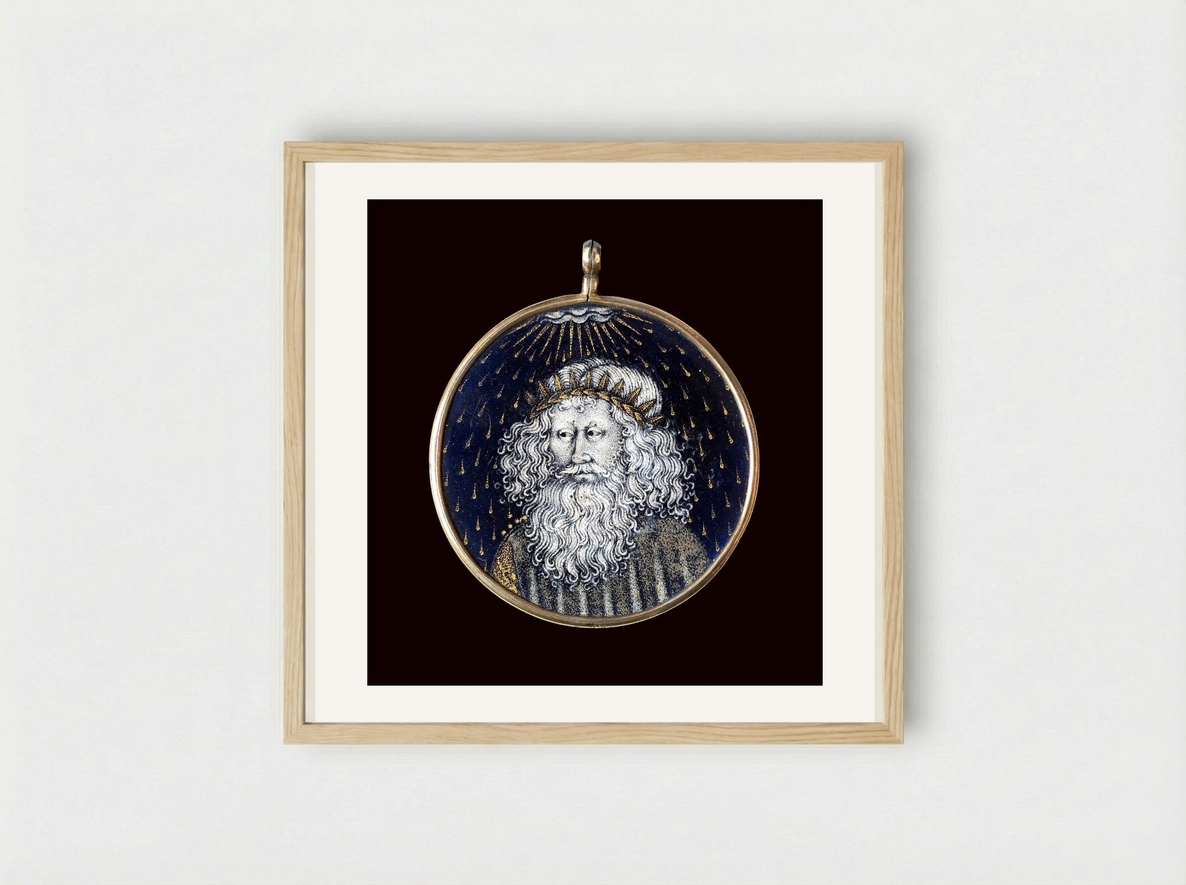 David Imagines Christ Elevated Above All Other Beings - Limbourg brothers - Framed Print Wood
