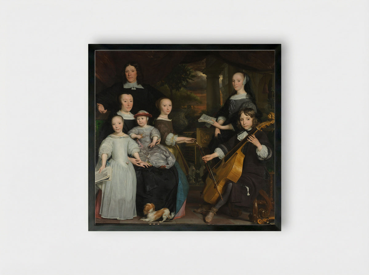 David Leeuw en Cornelia Hooft met hun kinderen - Abraham van den Tempel - Framed Print Black