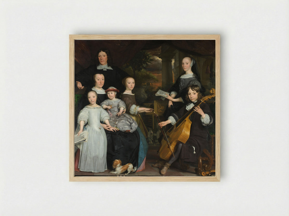 David Leeuw en Cornelia Hooft met hun kinderen - Abraham van den Tempel - Framed Print Wood