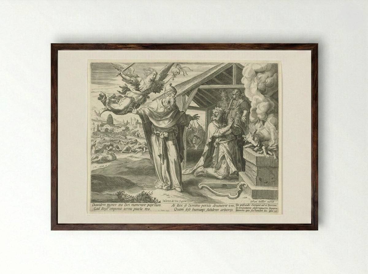 David Offering to God - Aegidius Sadeler (II) - Framed Print Dark Wood