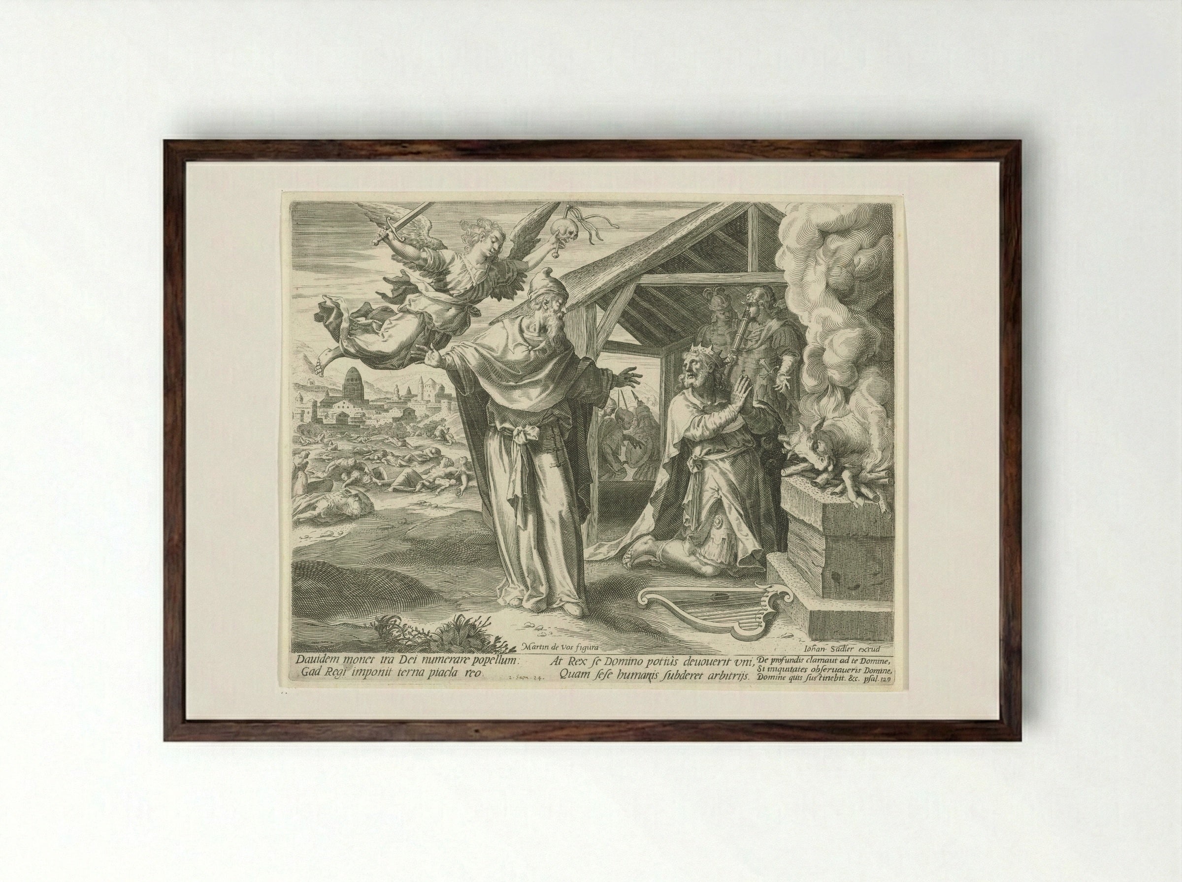 David Offering to God - Aegidius Sadeler (II) - Framed Print Dark Wood