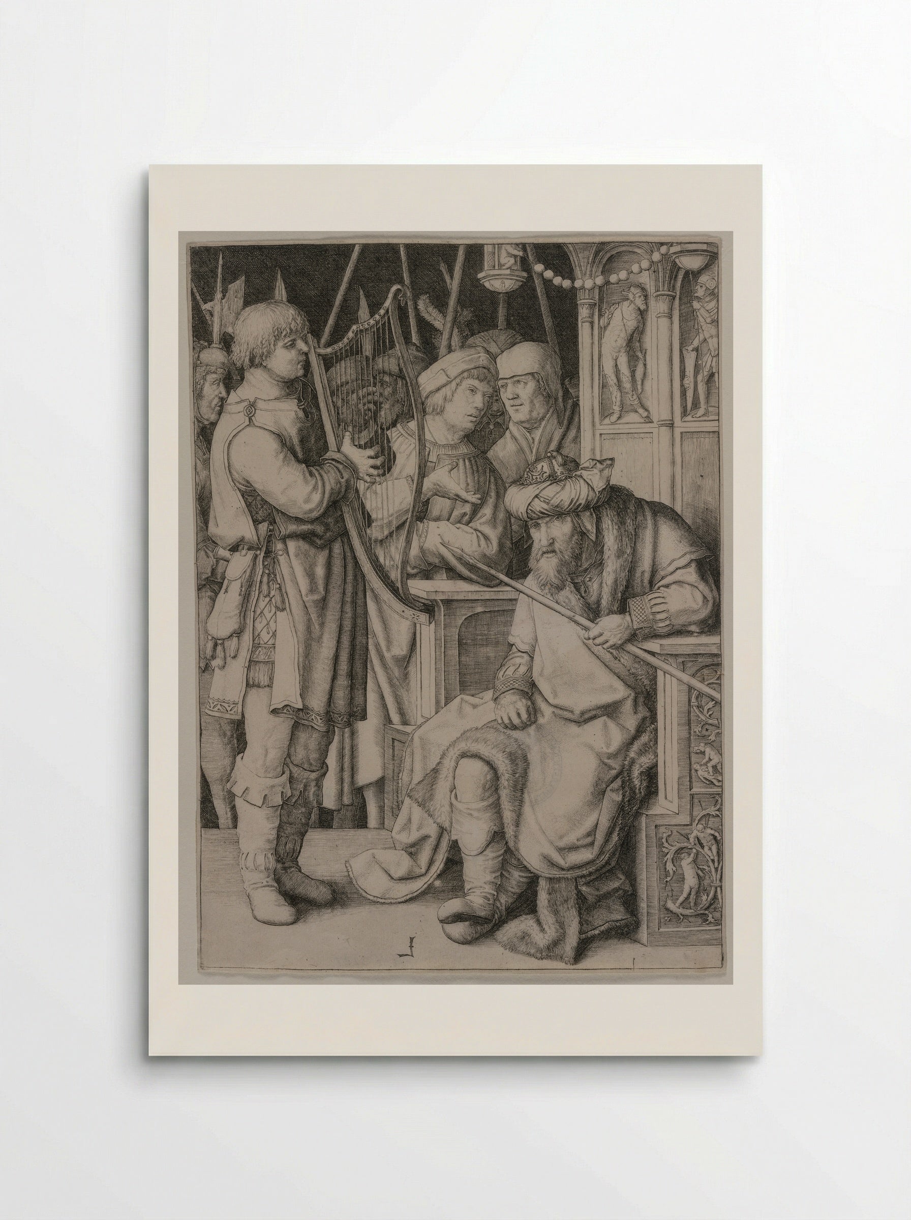 David Playing His Harp before Saul - Lucas van Leyden - Poster