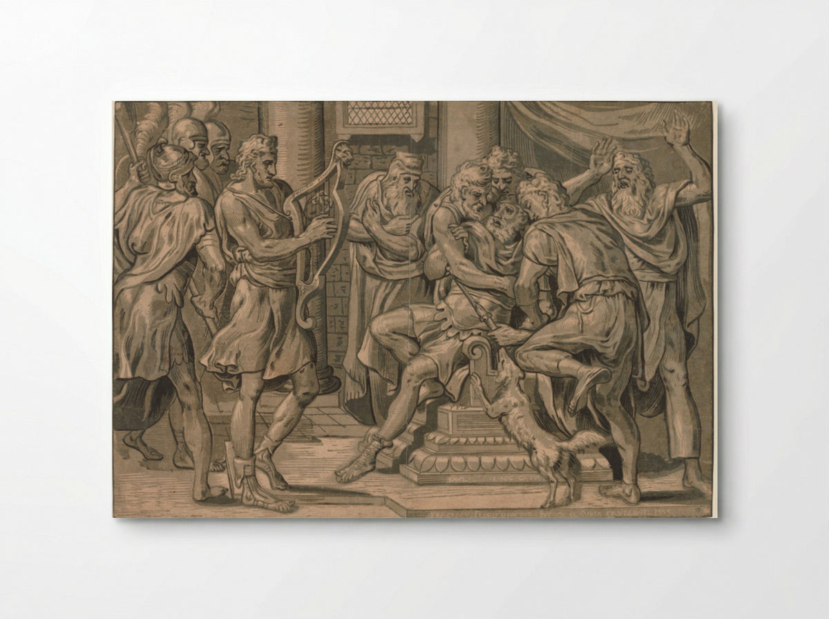 David Playing the Harp before Saul - Frans Floris - Poster