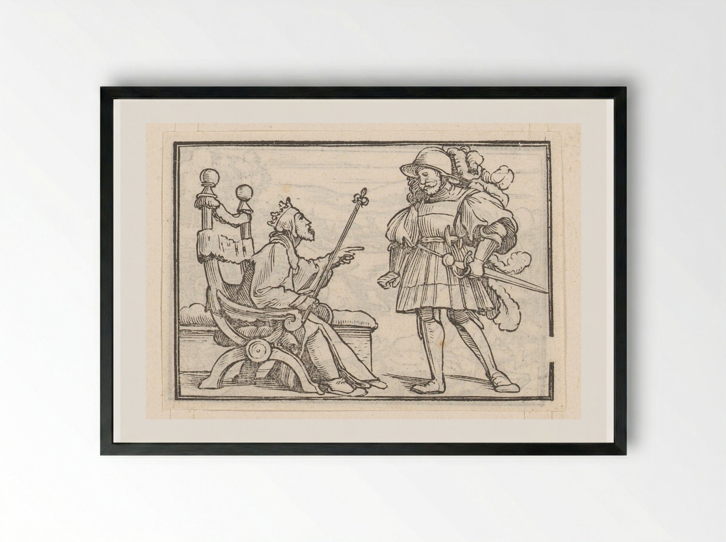 David Sending Away Uriah - Veit Rudolf Specklin - Framed Print Black