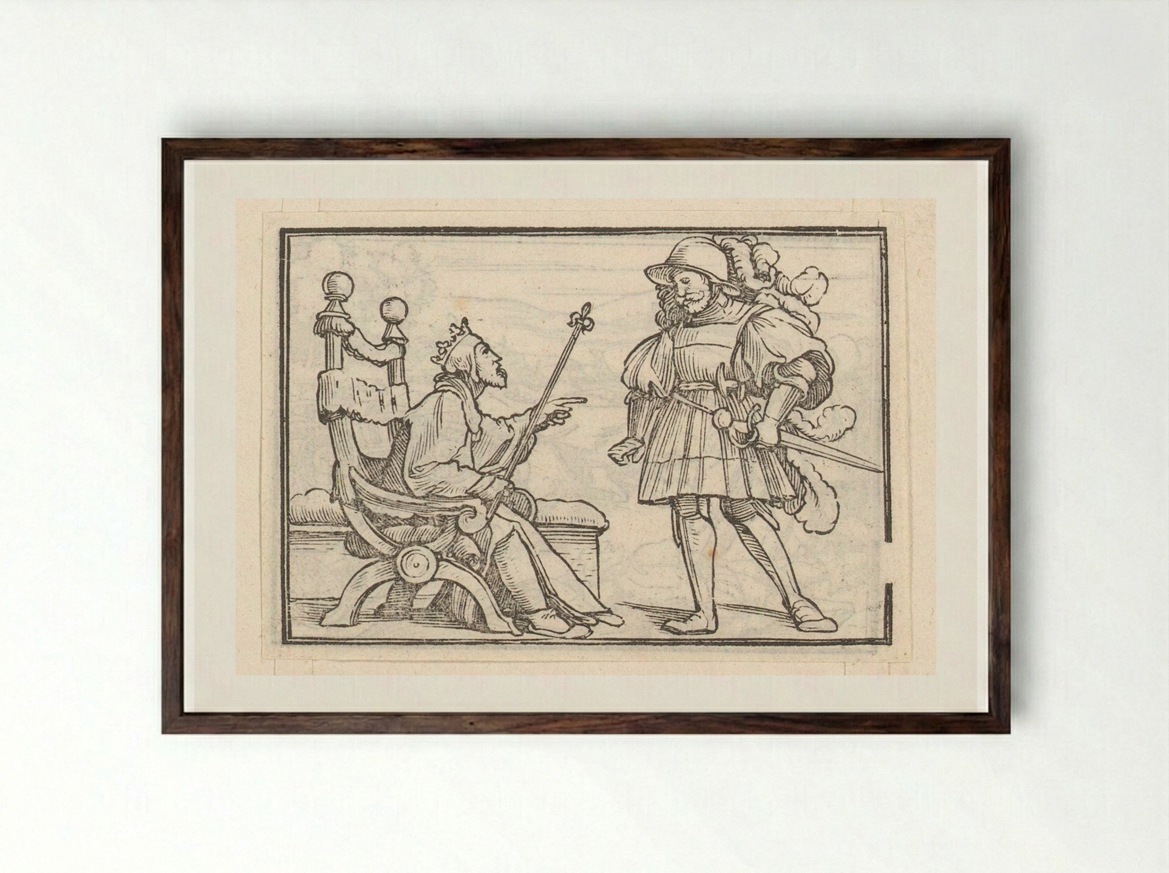 David Sending Away Uriah - Veit Rudolf Specklin - Framed Print Dark Wood