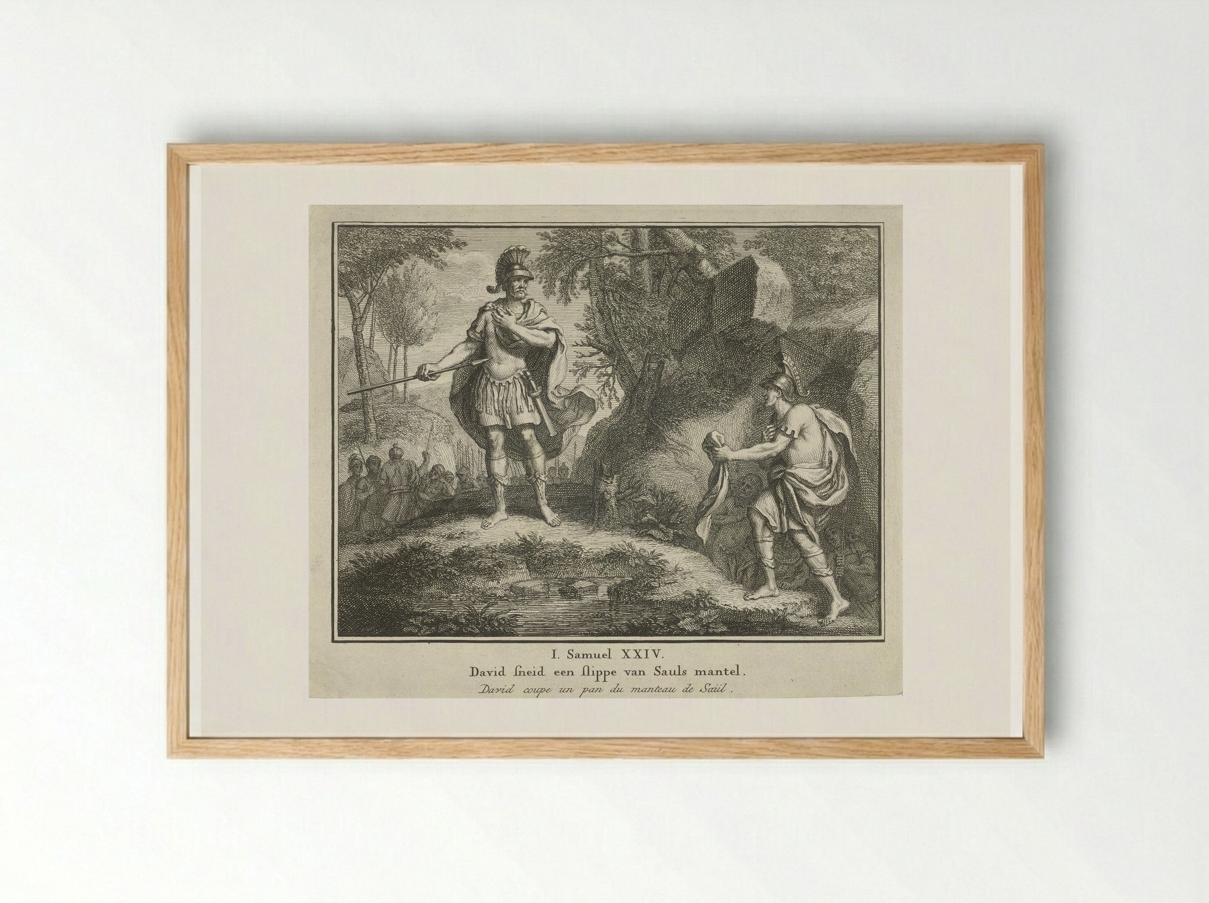 David Showing Saul the Piece of His Mantle - Jacob Folkema - Framed Print Wood