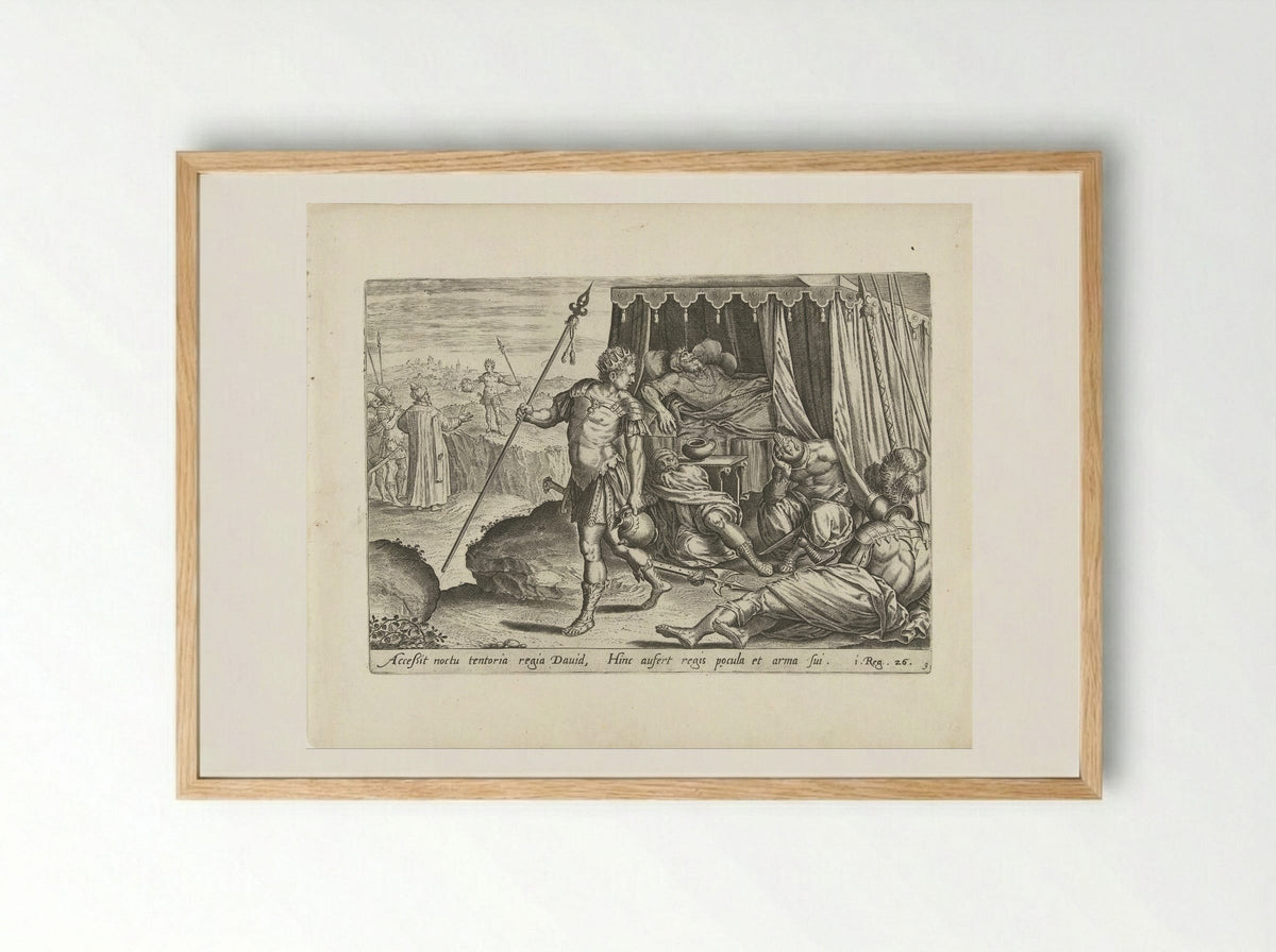 David Spares the Life of Saul - Gerard de Jode - Framed Print Wood