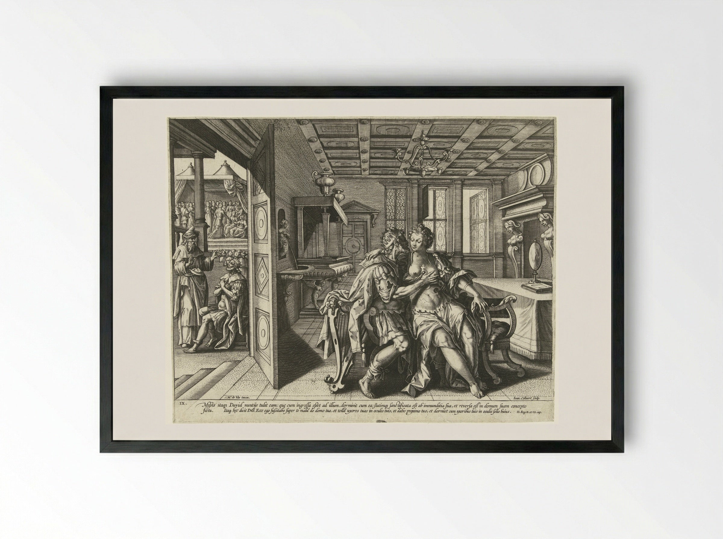 David and Bathsheba: The Ninth Commandment - Philips Galle - Framed Print Black