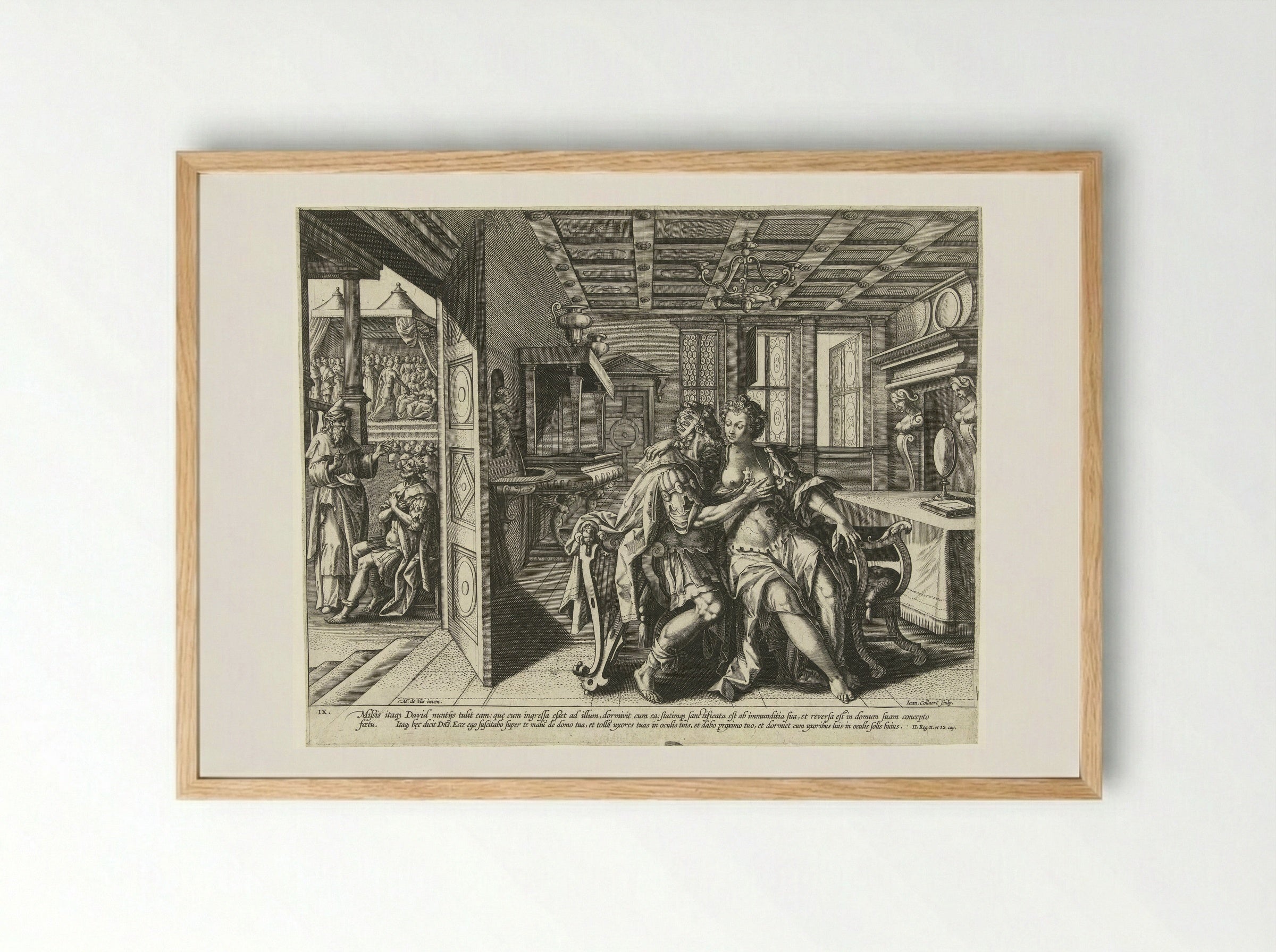 David and Bathsheba: The Ninth Commandment - Philips Galle - Framed Print Wood