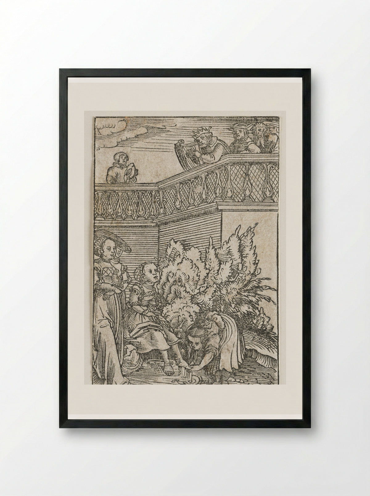 David and Bathsheba - Lucas Cranach the Elder - Framed Print Black