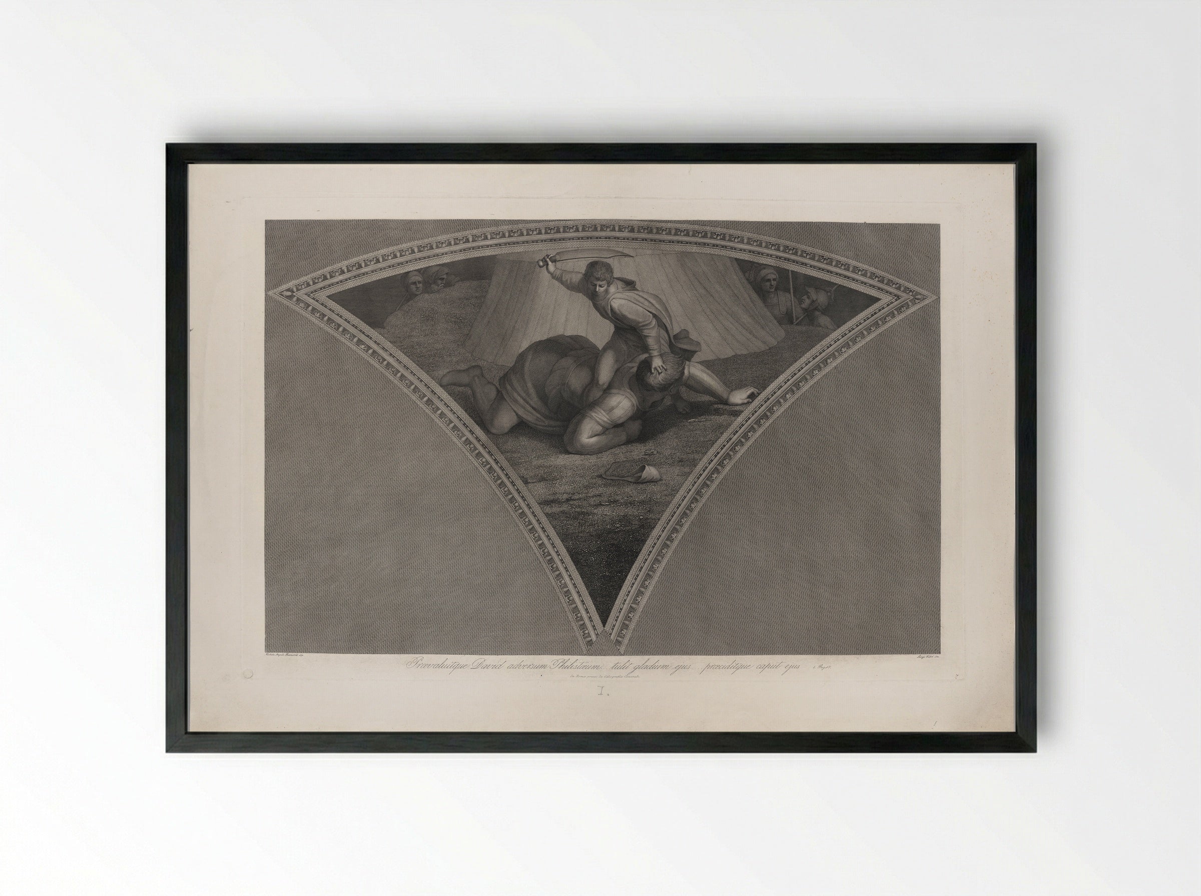 David and Goliath - Domenico Cunego - Framed Print Black