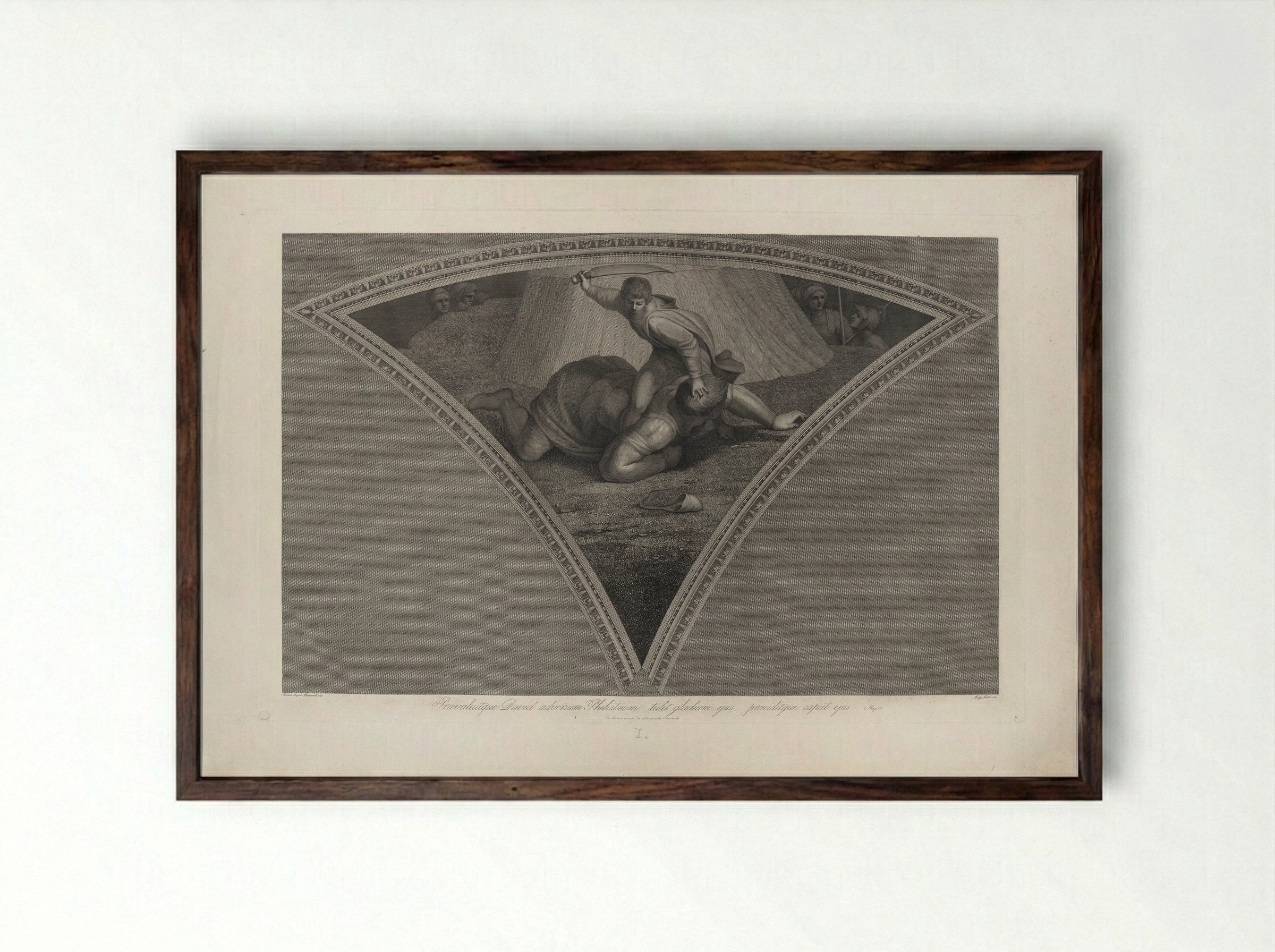 David and Goliath - Domenico Cunego - Framed Print Dark Wood