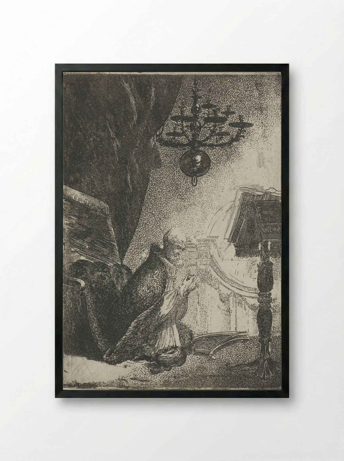 David in Prayer - Pieter Rottermondt - Framed Print Black