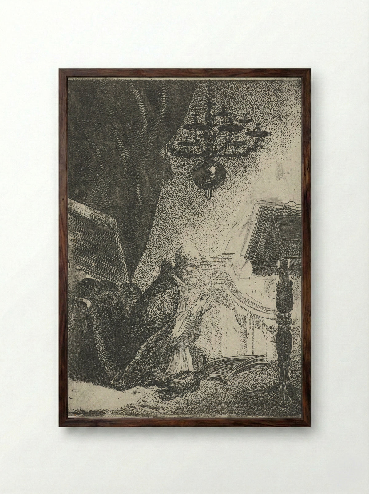 David in Prayer - Pieter Rottermondt - Framed Print Dark Wood