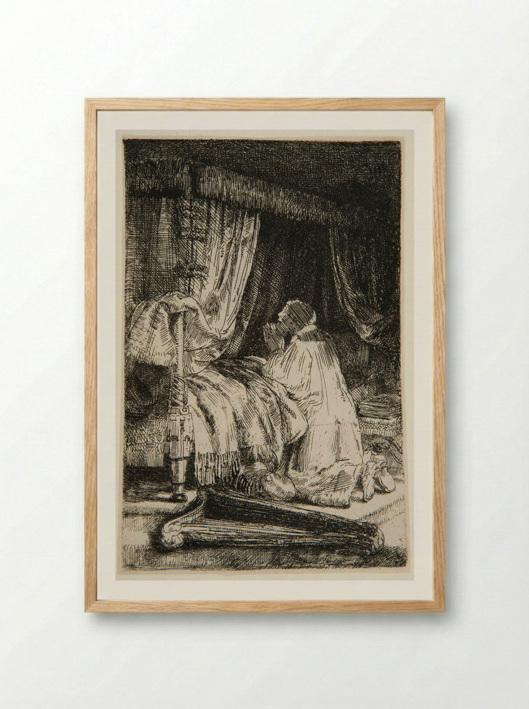 David in Prayer - Rembrandt Harmensz. van Rijn - Framed Print Wood