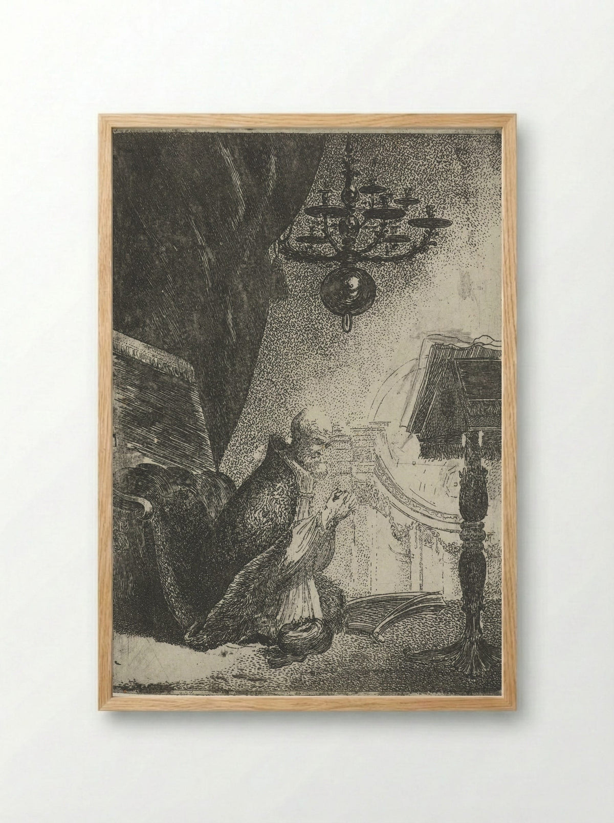 David in Prayer - Pieter Rottermondt - Framed Print Wood