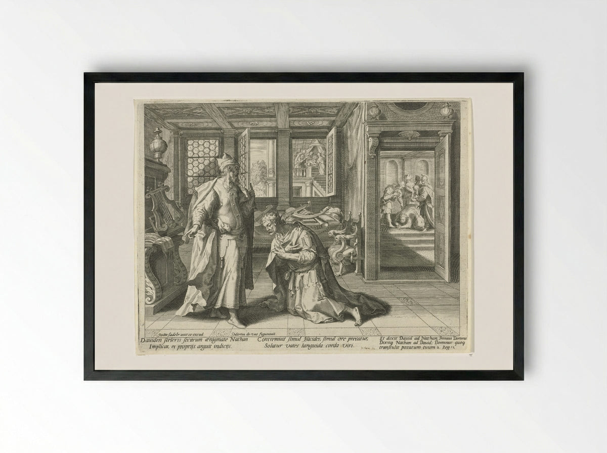 David's Repentance and Punishment - Aegidius Sadeler (II) - Framed Print Black