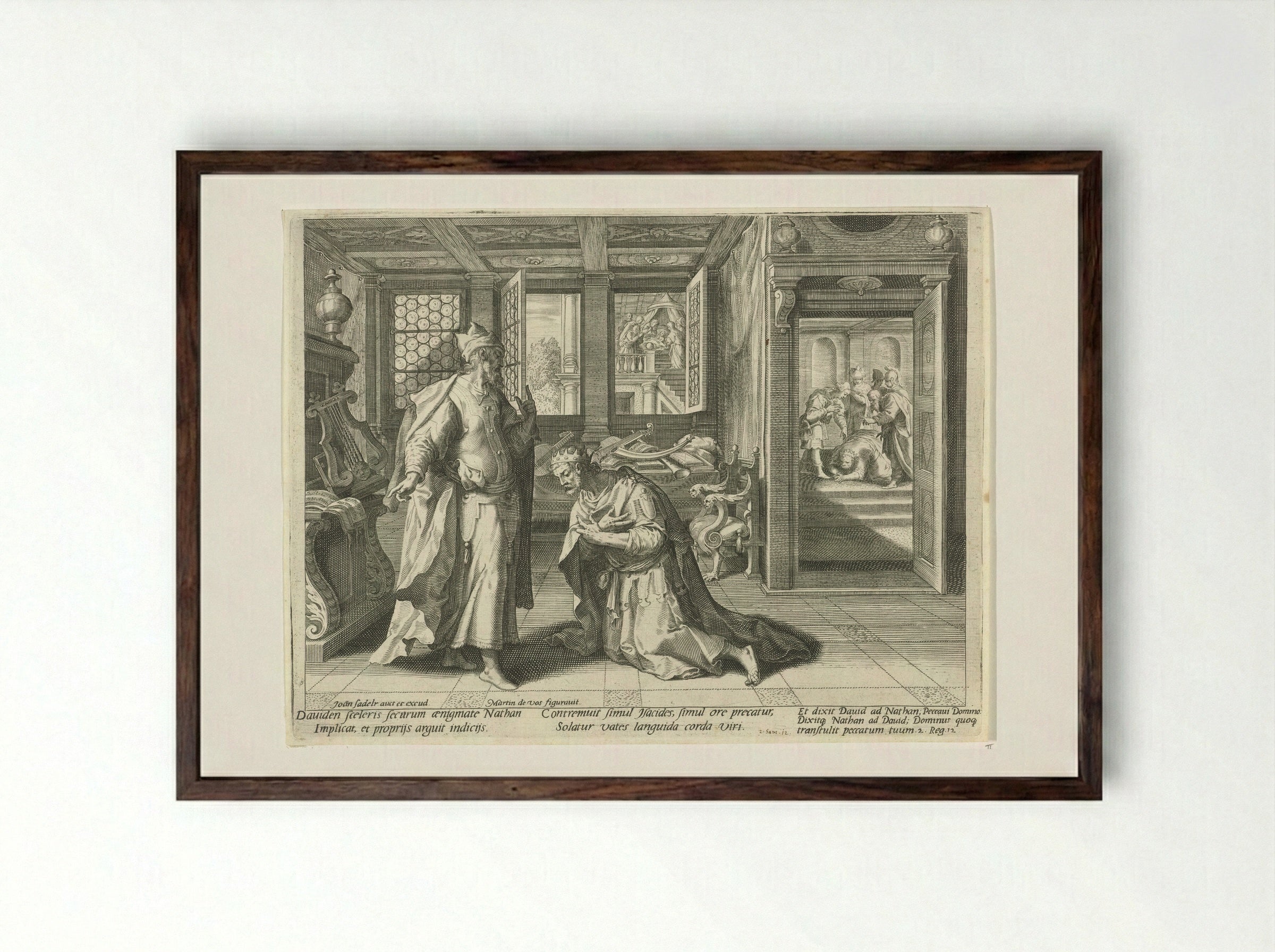 David's Repentance and Punishment - Aegidius Sadeler (II) - Framed Print Dark Wood