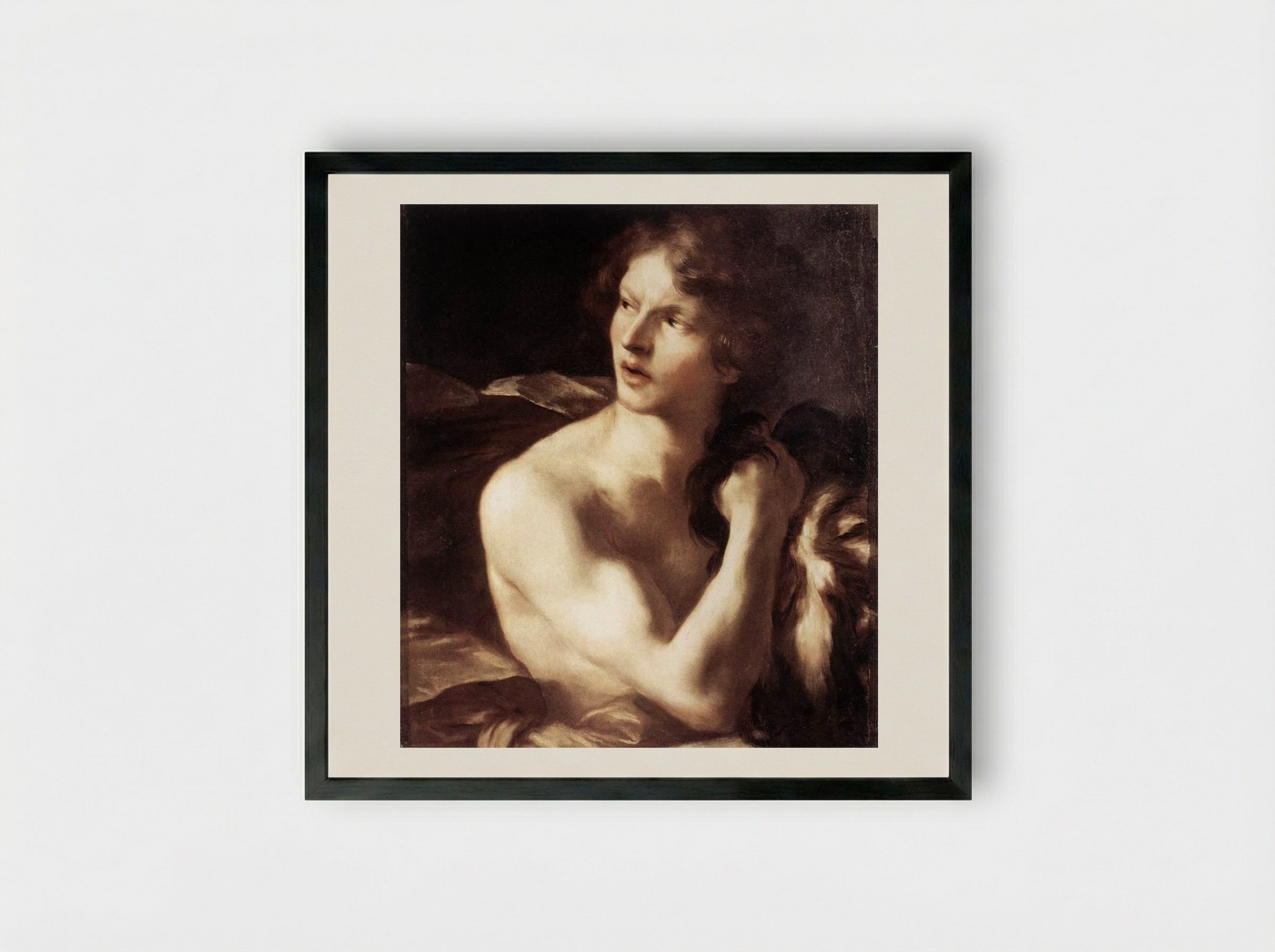 David with the Head of Goliath - Gian Lorenzo Bernini - Framed Print Black
