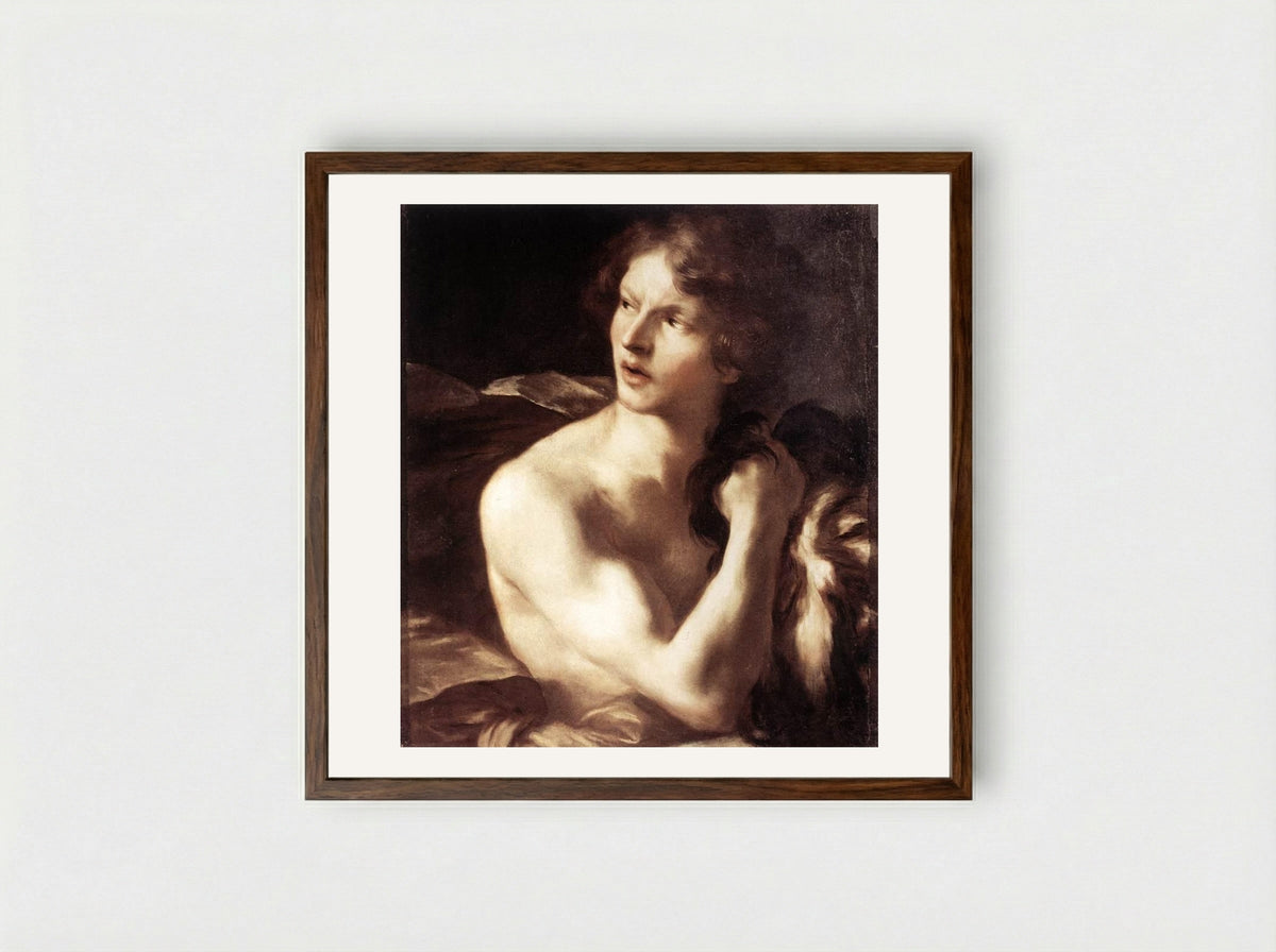 David with the Head of Goliath - Gian Lorenzo Bernini - Framed Print Dark Wood