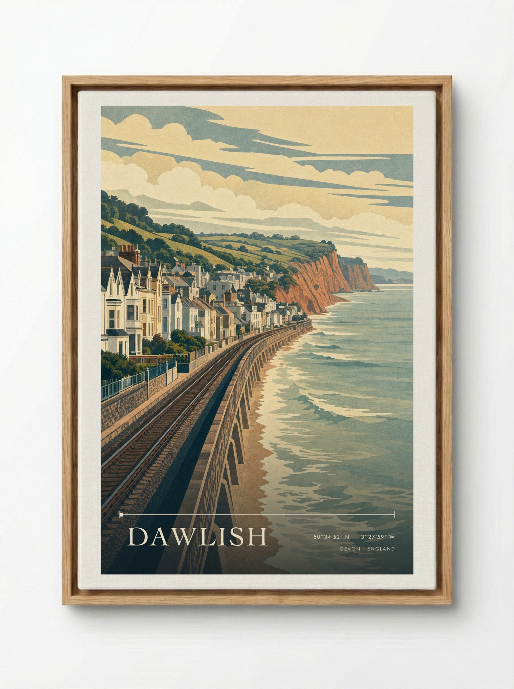 Dawlish Devon England Travel Poster - Framed Canvas Wood
