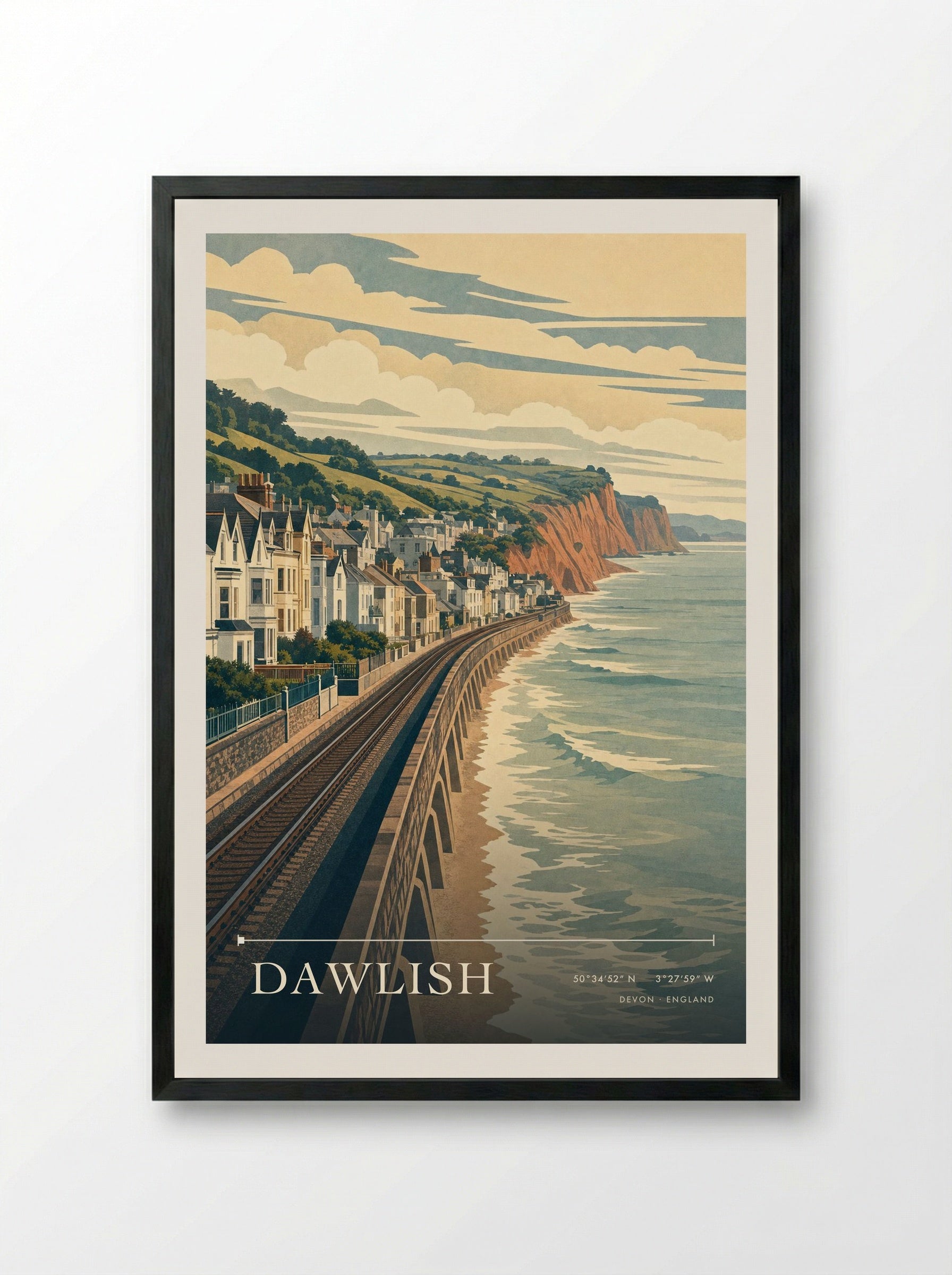 Dawlish Devon England Travel Poster - Framed Print Black