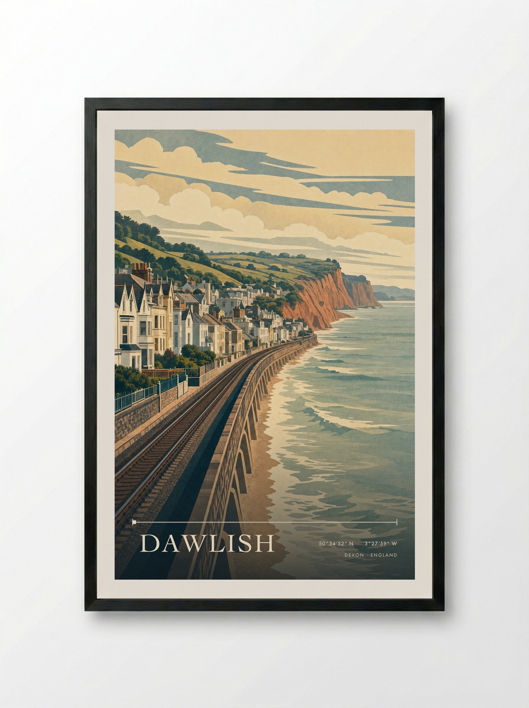 Dawlish Devon England Travel Poster - Framed Print Black
