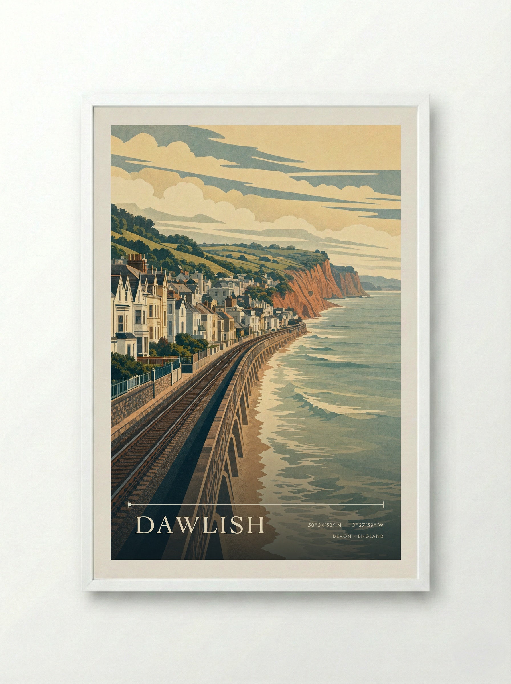 Dawlish Devon England Travel Poster - Framed Print White