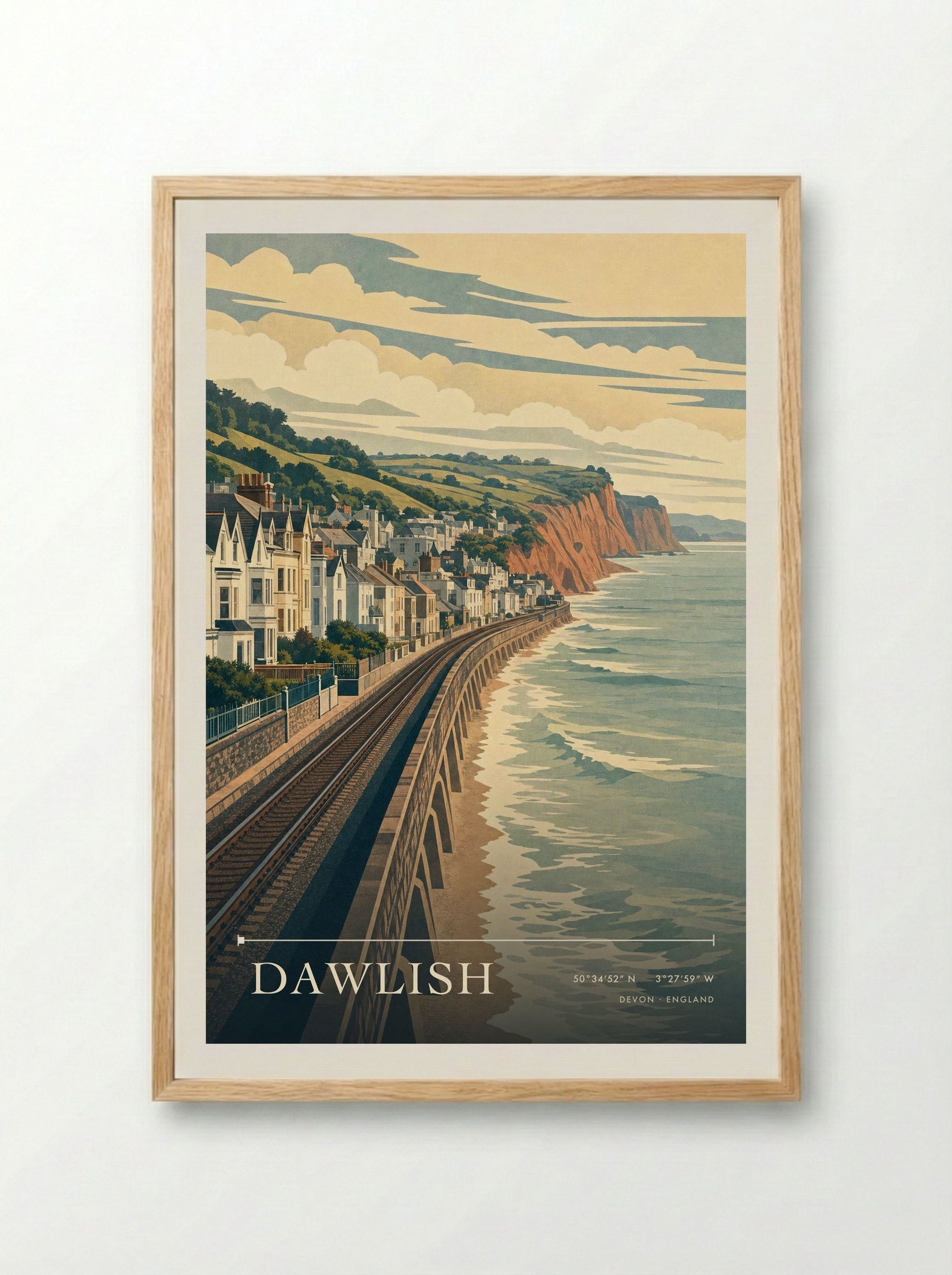 Dawlish Devon England Travel Poster - Framed Print Wood