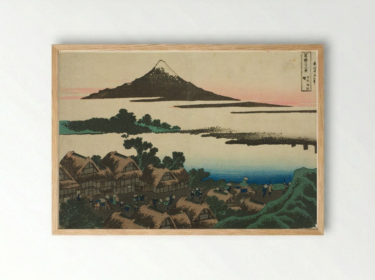 Dawn at Isawa in Kai Province - Katsushika Hokusai - Framed Print Wood